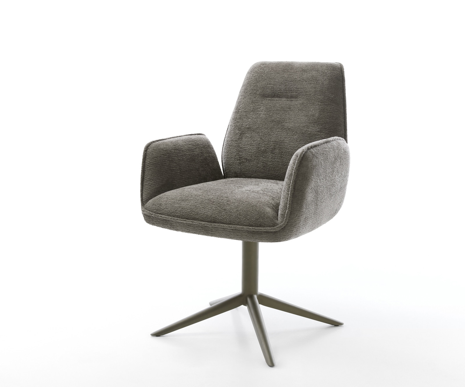 Drehstuhl Zoa-Flex Bouclé Soft Schlamm Fußkreuz Effektfinish Titan 360° drehbar Wippfunktion Taschenfederkern