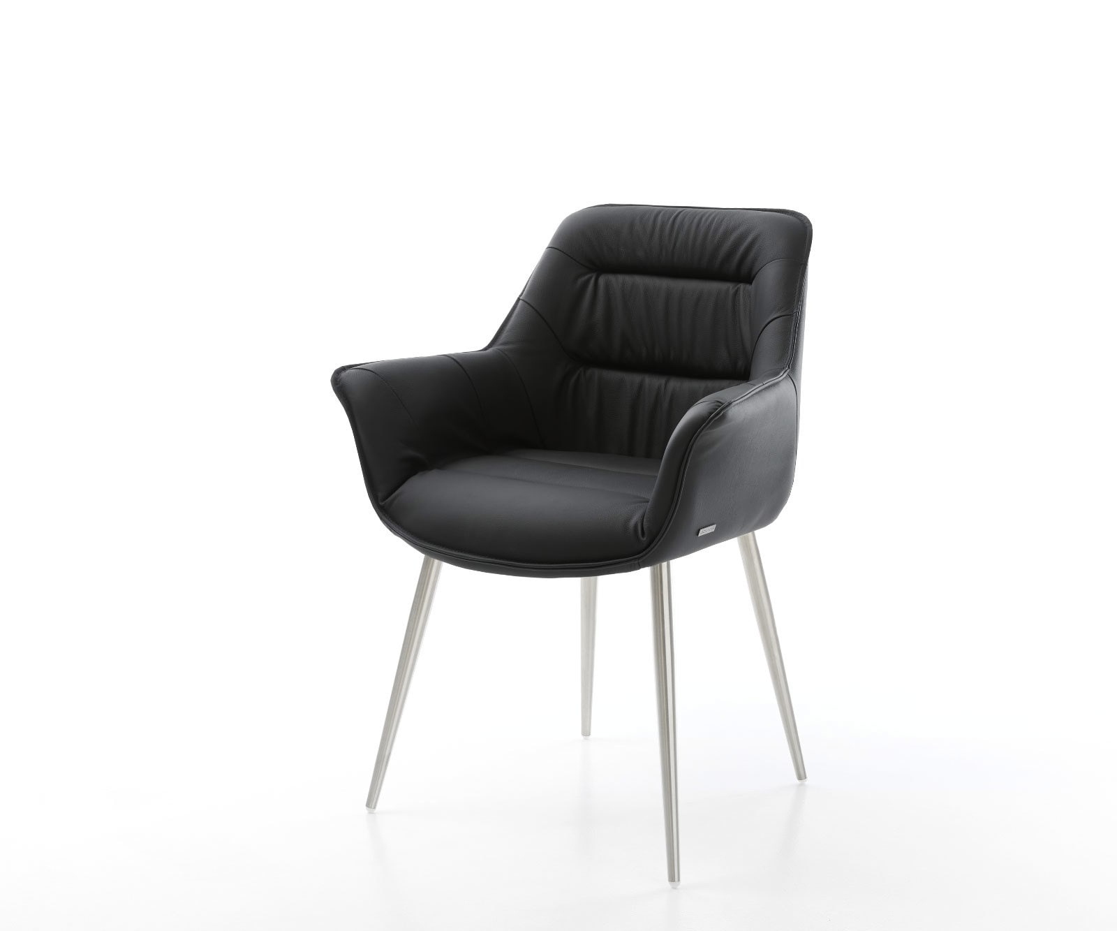 Esszimmerstuhl Kaira-Flex Echt-Leder Schwarz 4-Fuß konisch Edelstahl Esszimmerstuhl Kaira-Flex Echt-Leder Schwarz 4-Fuß konisch Edelstahl