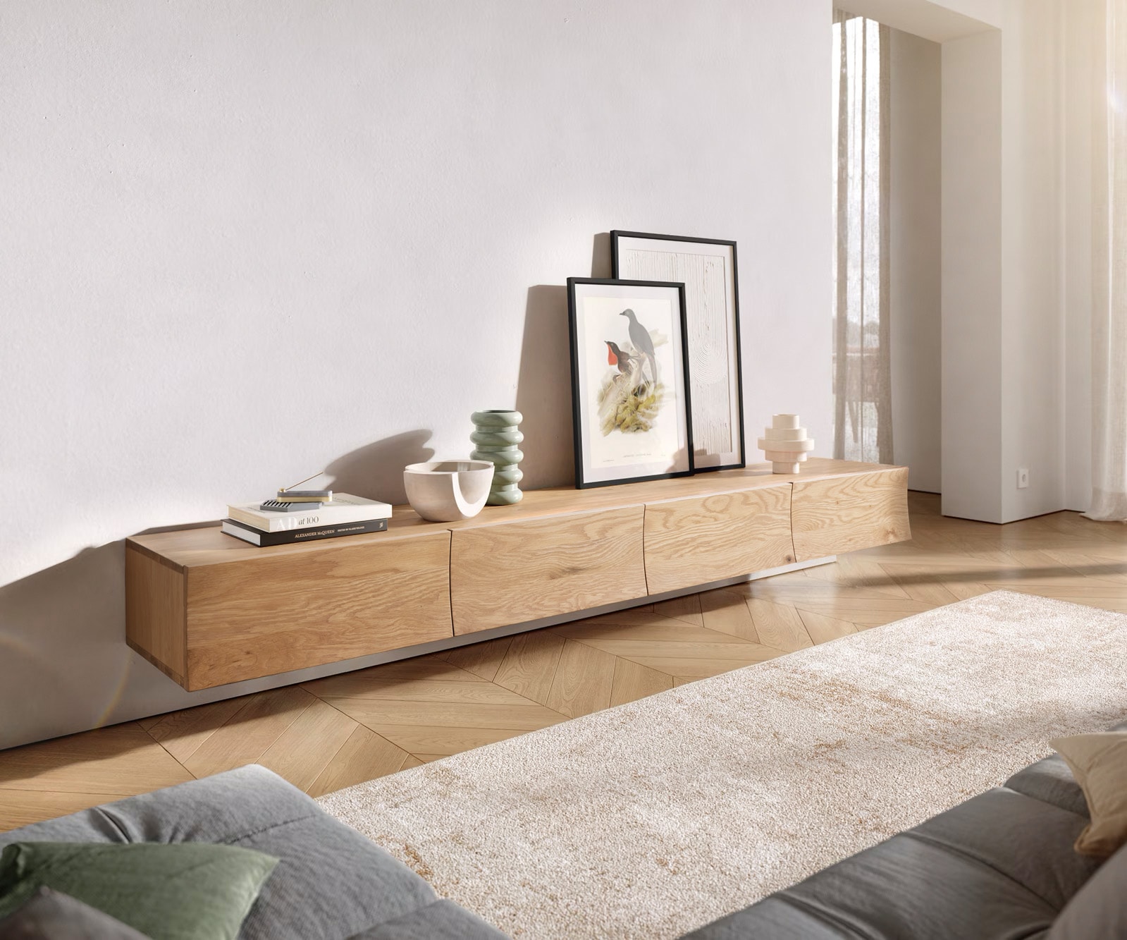 Fernsehtisch Wyatt 220 cm 4 Schubladen Design Lowboard  3