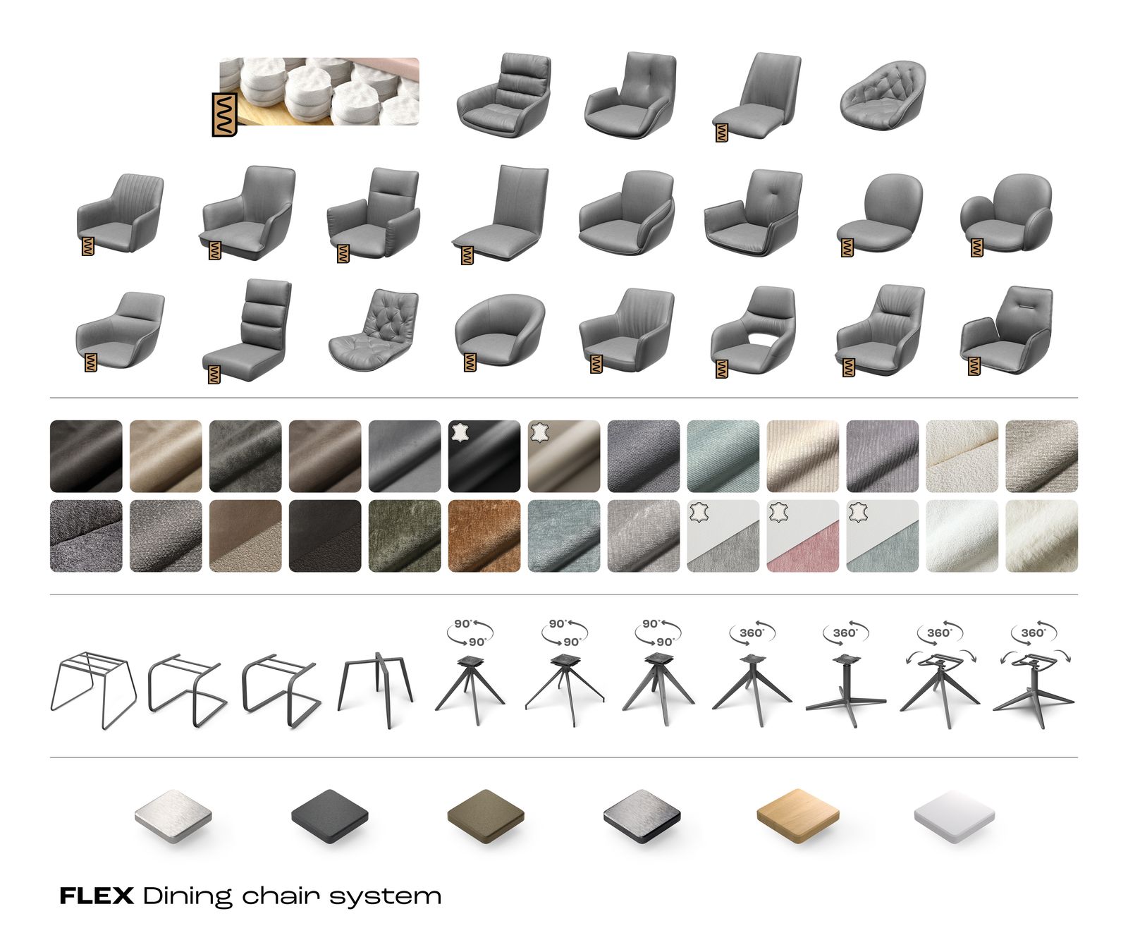 Drehstuhl Greg-Flex Cord Beige Kreuzgestell breit Edelstahl 360° drehbar Wippfunktion Taschenfederkern 6