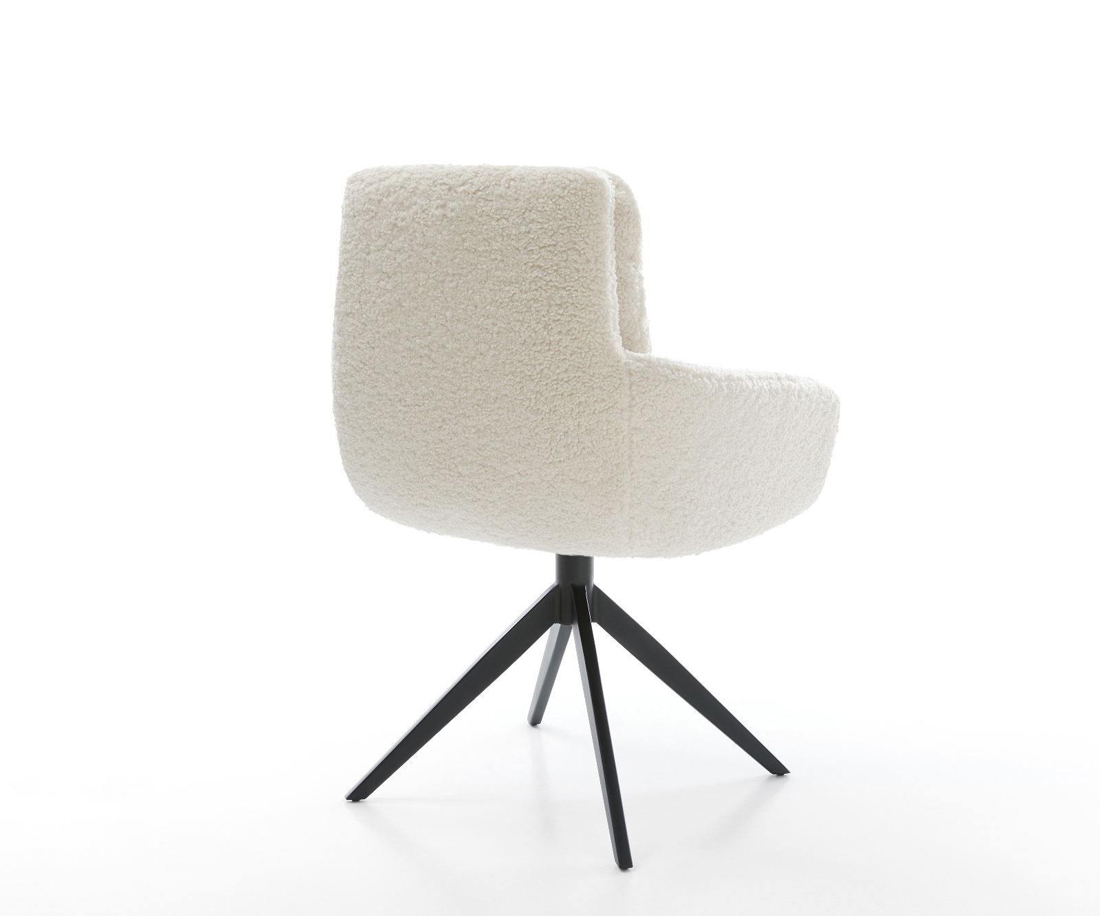 Drehstuhl Abelia-Flex mit Armlehnen Teddystoff Beige Kreuzgestell breit Schwarz 360° drehbar Wippfunktion 4