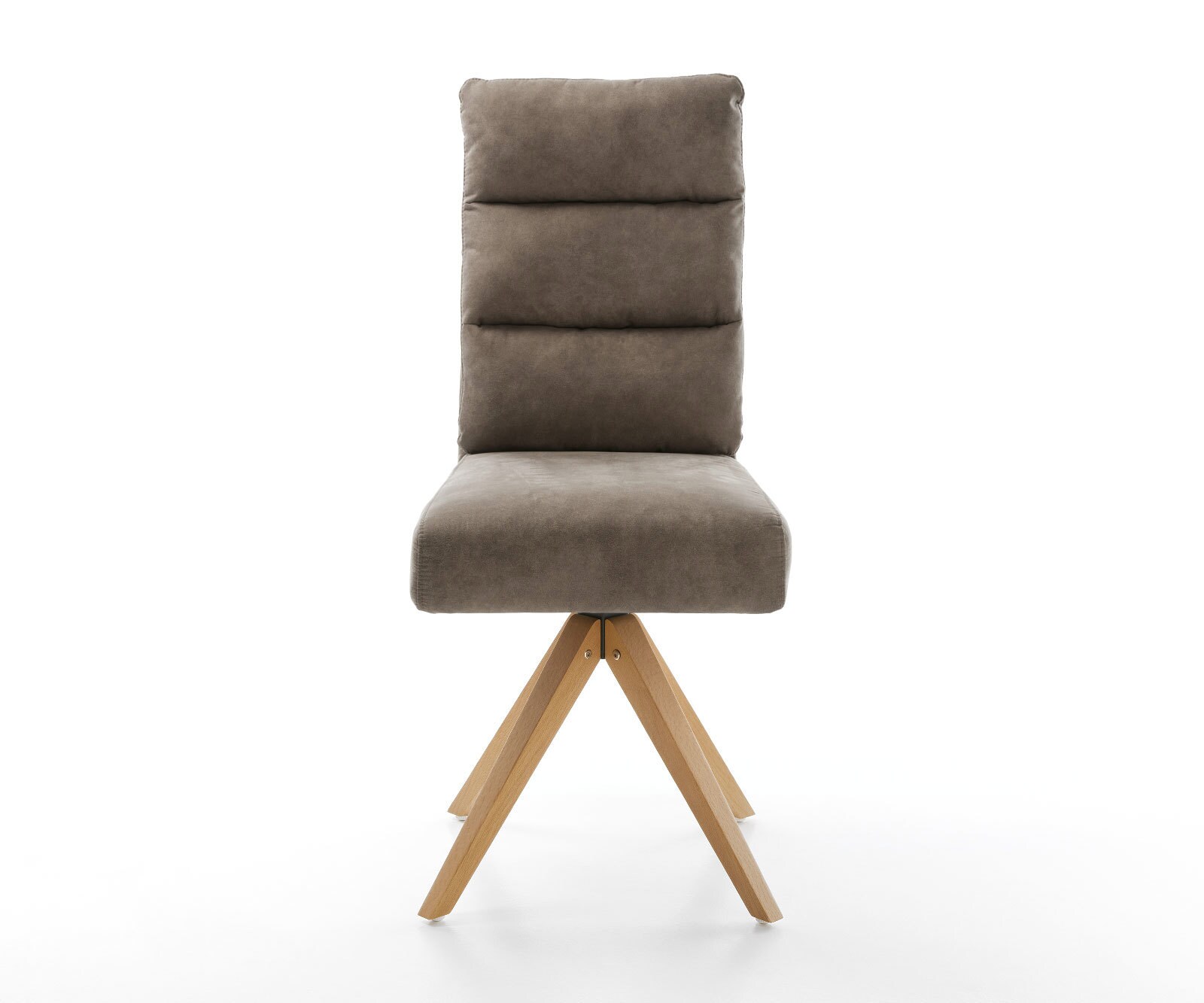 Esszimmerstuhl Pela-Flex Mikrofaser Taupe Vintage Holzgestell kantig Natur Taschenfederkern 1
