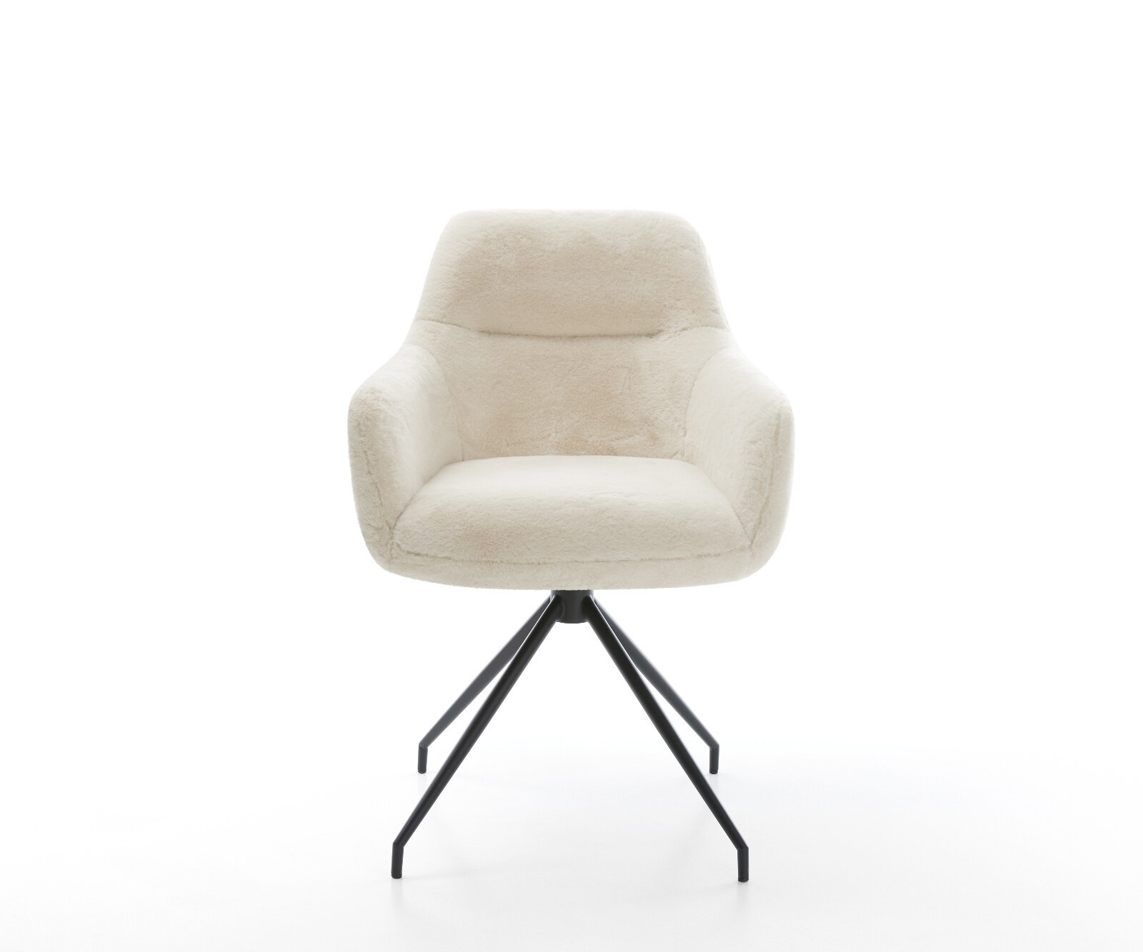 Esszimmerstuhl Pejo-Flex Plüsch Creme-Weiß Kreuzgestell konisch Schwarz Taschenfederkern 1
