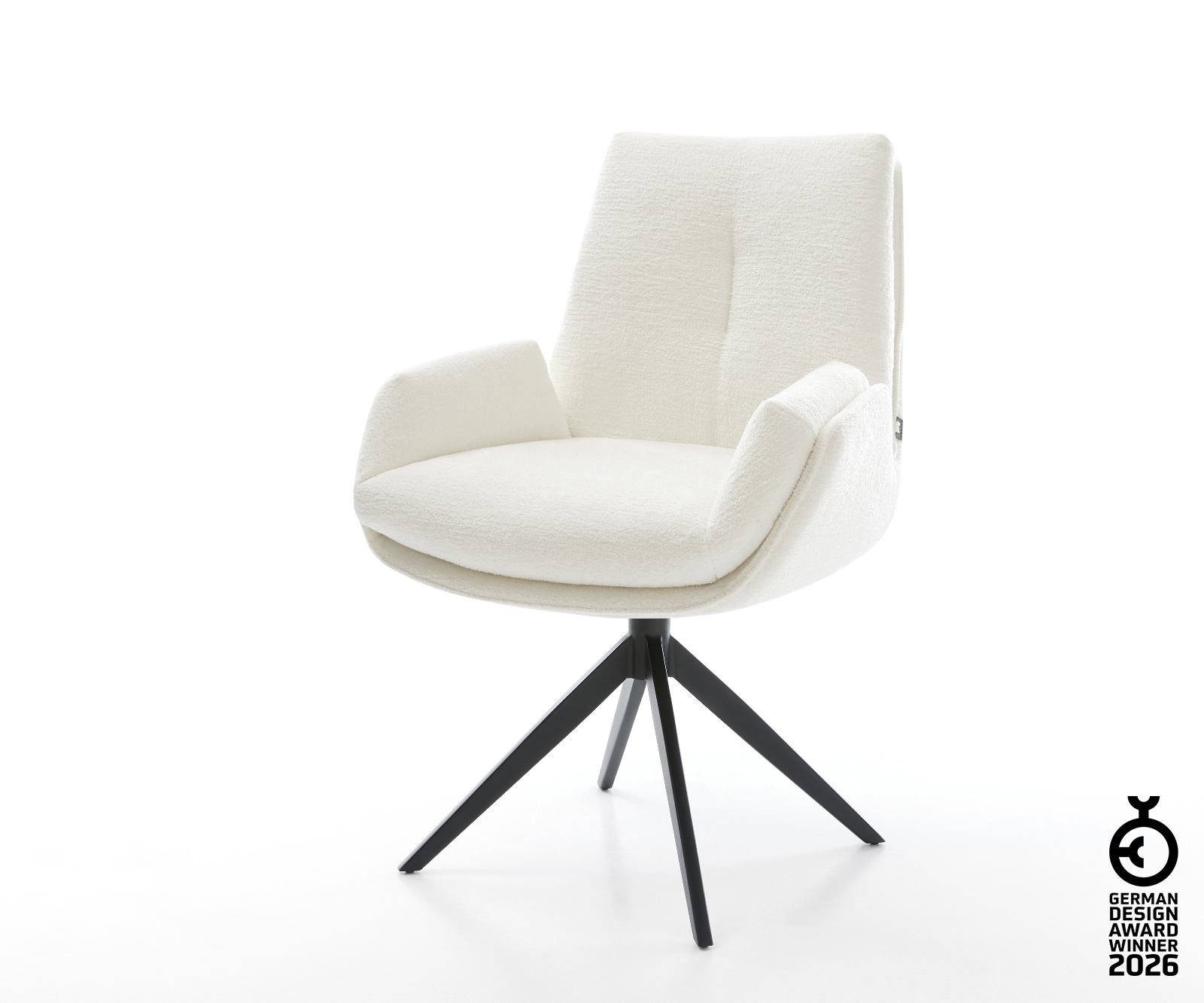 Drehstuhl Clea-Flex Bouclé Soft Beige Kreuzgestell breit Schwarz 360° drehb günstig online kaufen