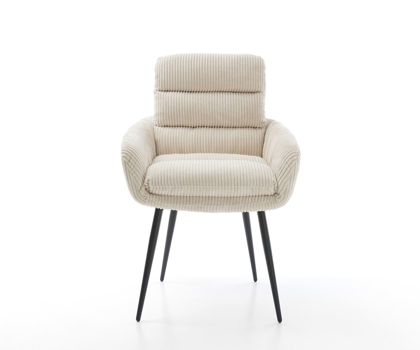 Esszimmerstuhl Abelia-Flex mit Armlehnen Cord Beige 4-Fuß konisch Schwarz 1