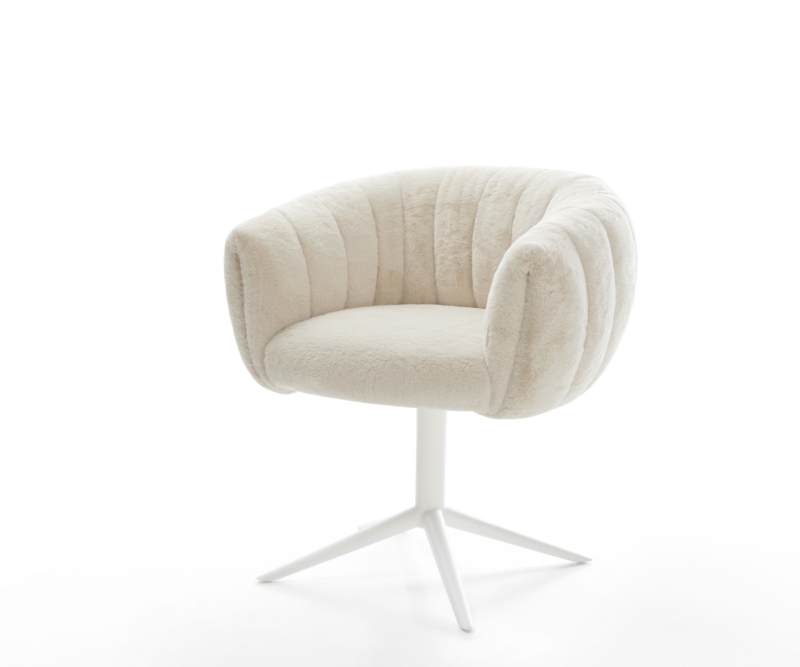 Drehstuhl Jada-Flex Plüsch Creme-Weiß Fußkreuz Weiß 360° drehbar Wippfunkti günstig online kaufen