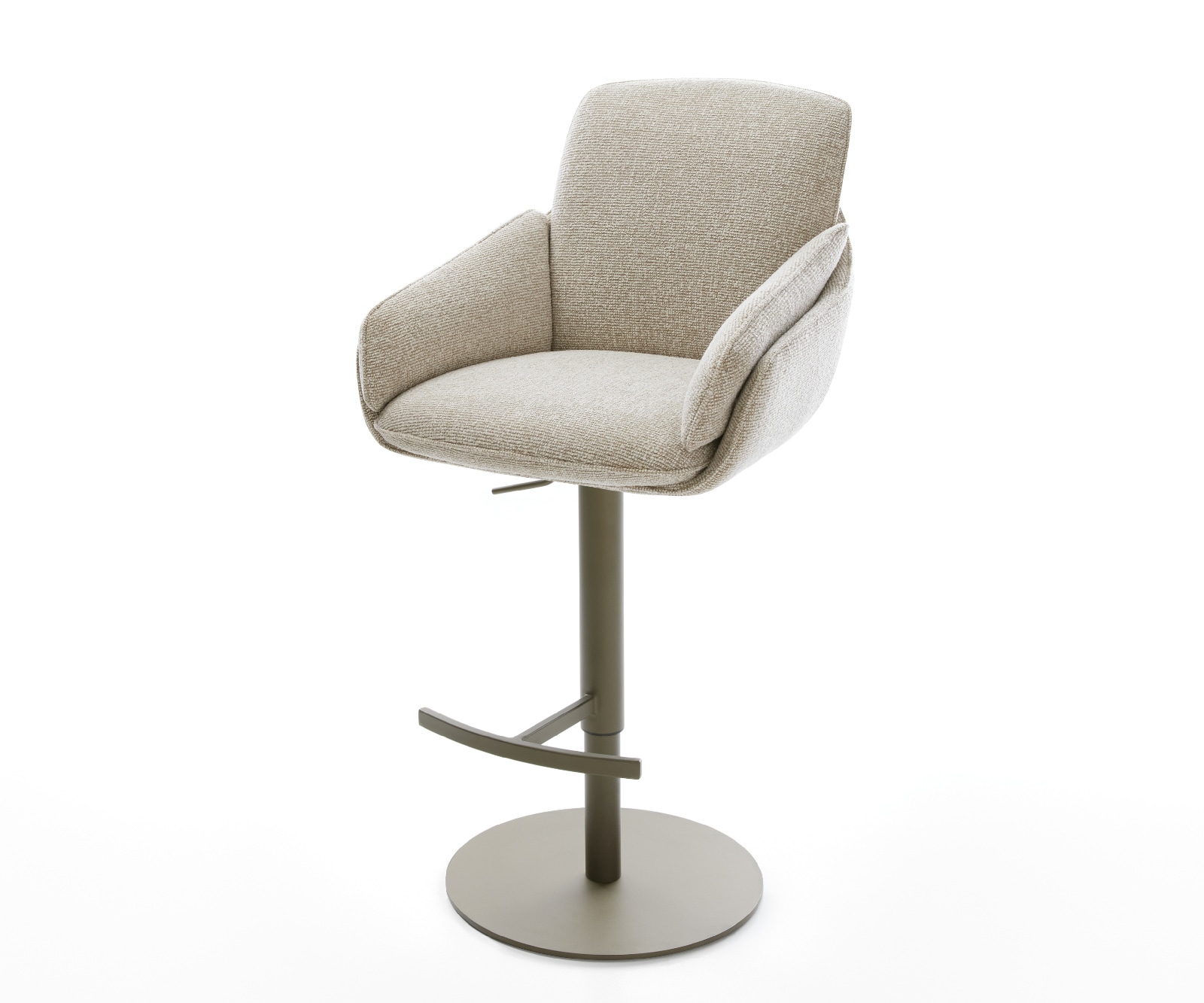 Barstuhl Luan-Flex Webstoff Soft Beige Drehfuß höhenverstellbar Metall Titanfarben 1