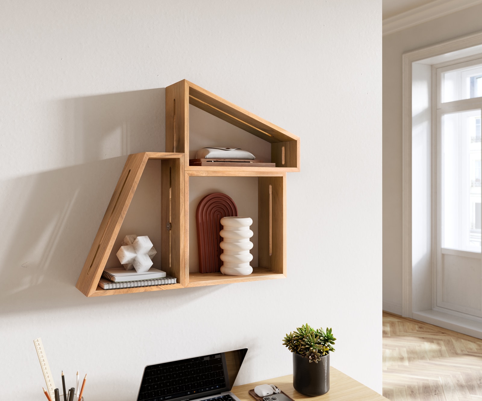 3er-Set-Designer-Wandregal Wyatt 70x55 cm Akazie Natur 3er-Set-Designer-Wandregal Wyatt 70x55 cm Akazie Natur