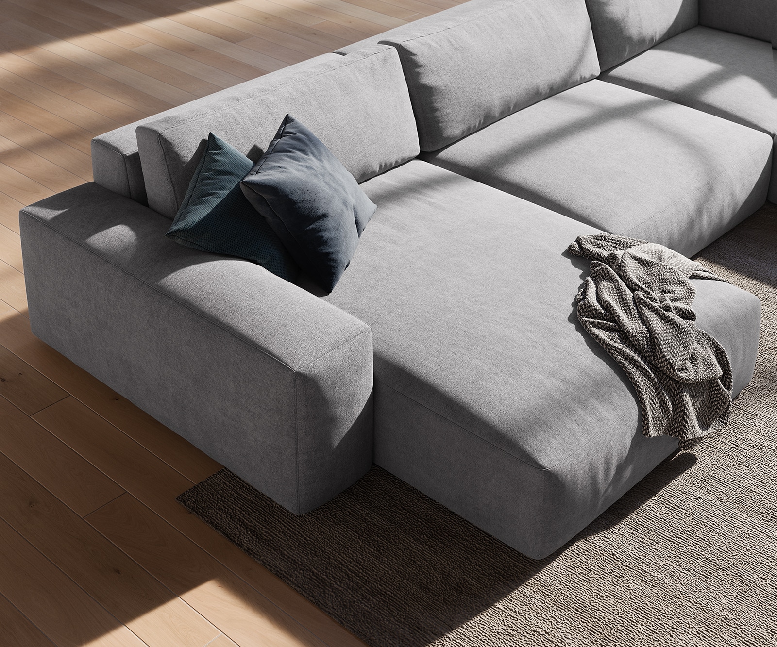 Wohnlandschaft Lanzo XL 360x260 cm Mikrofaser Grau Recamiere variabel 5