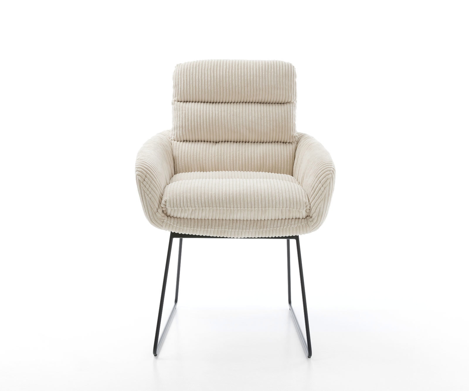 Esszimmerstuhl Abelia-Flex mit Armlehnen Cord Beige Kufengestell Schwarz 2