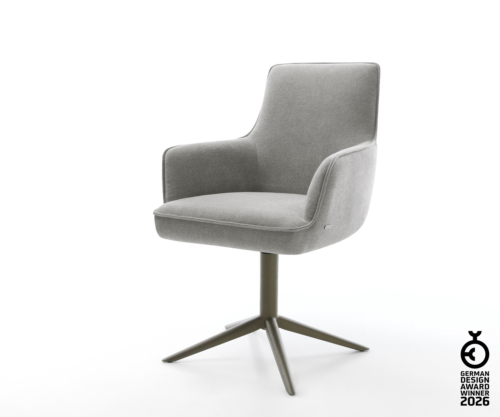 Drehstuhl Heira-Flex mit Armlehnen Strukturstoff Soft Grau Fußkreuz Effektfinish Titan 360° drehbar Wippfunktion Taschenfederkern
