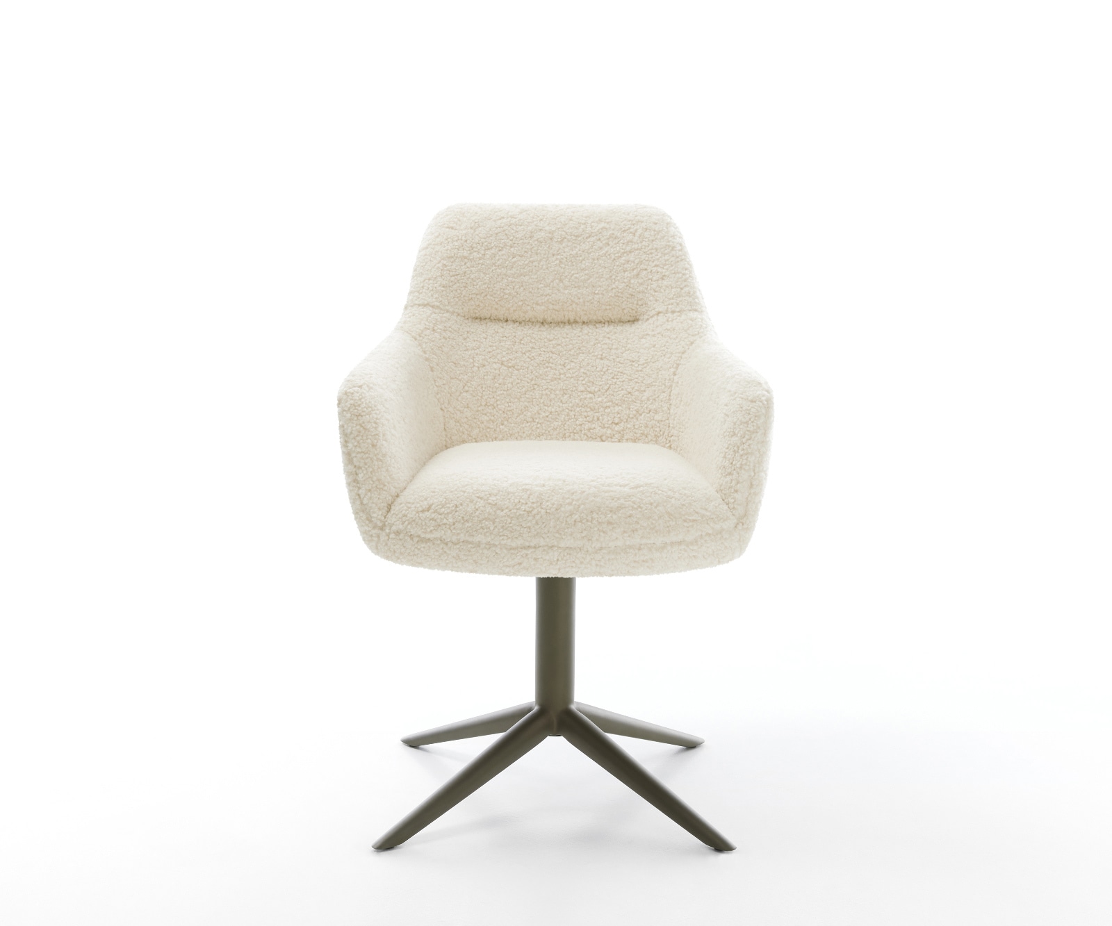 Drehstuhl Pejo-Flex Teddystoff Beige Fußkreuz Effektfinish Titan 360° drehbar Wippfunktion Taschenfederkern 2