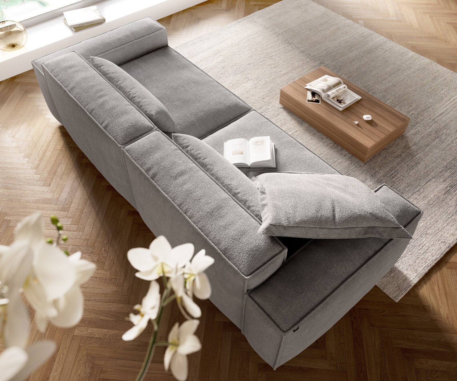 Big-Sofa Freestyle Cozy 280x110 cm Strukturstoff Soft Grau 3