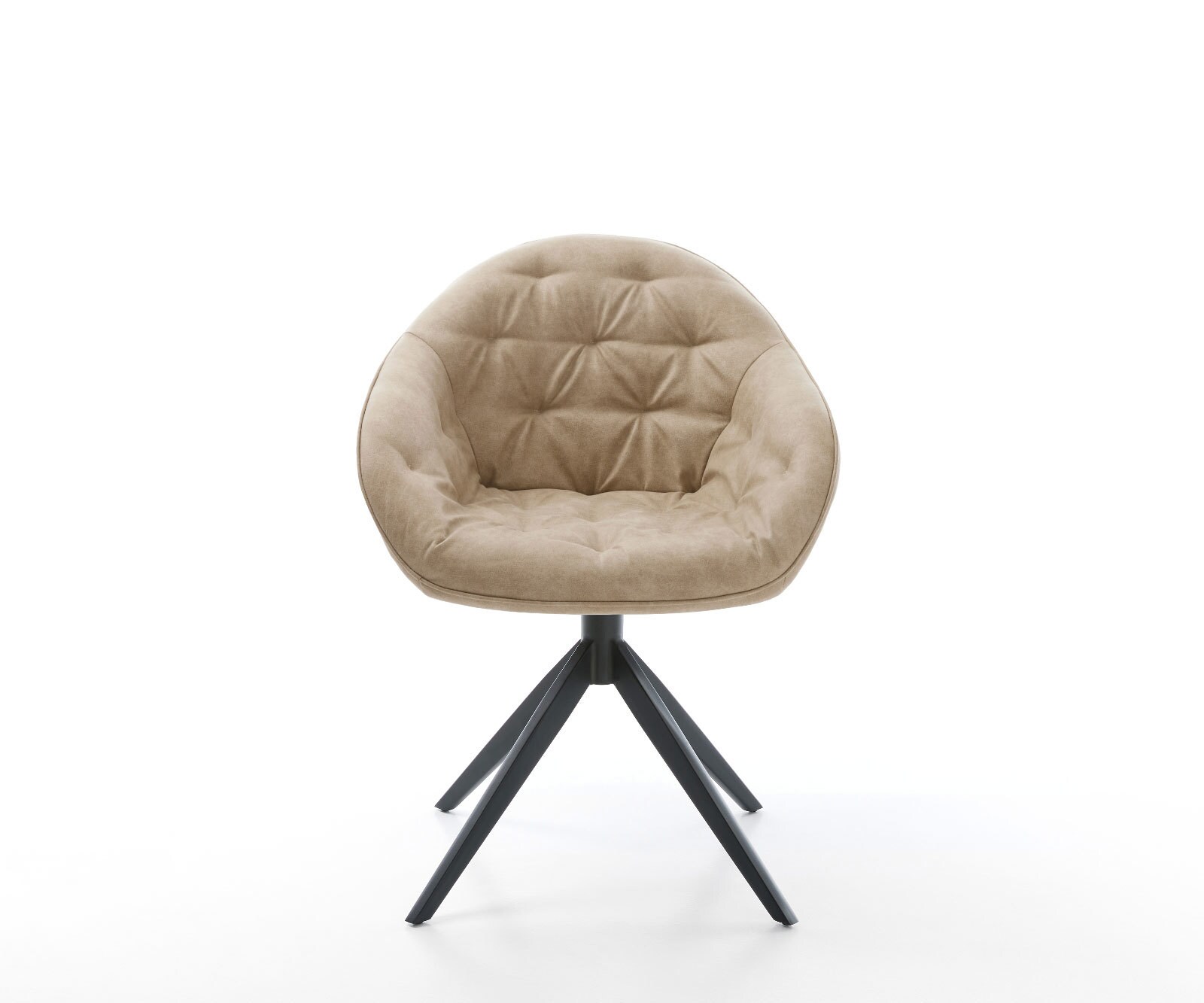 Drehstuhl Gaio-Flex Mikrofaser Beige Vintage Kreuzgestell breit Schwarz 360° drehbar Wippfunktion 1