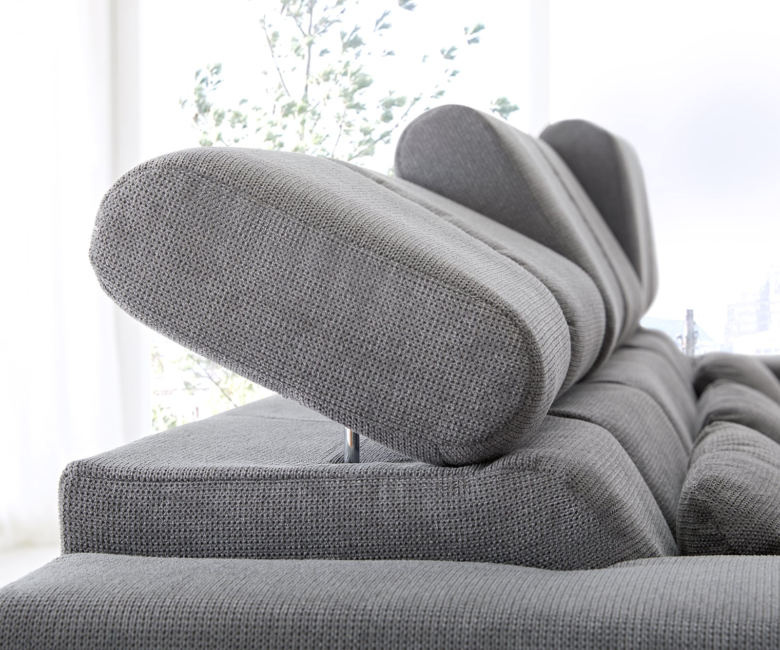 Ecksofa Ordino 285x200 Mikrofaser Grau Ottomane rechts elektrische Sitztiefenverstellung 7