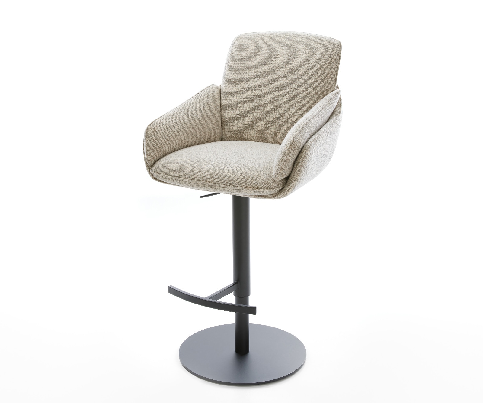 Barstuhl Luan-Flex Webstoff Soft Beige Drehfuß höhenverstellbar Metall Schwarz