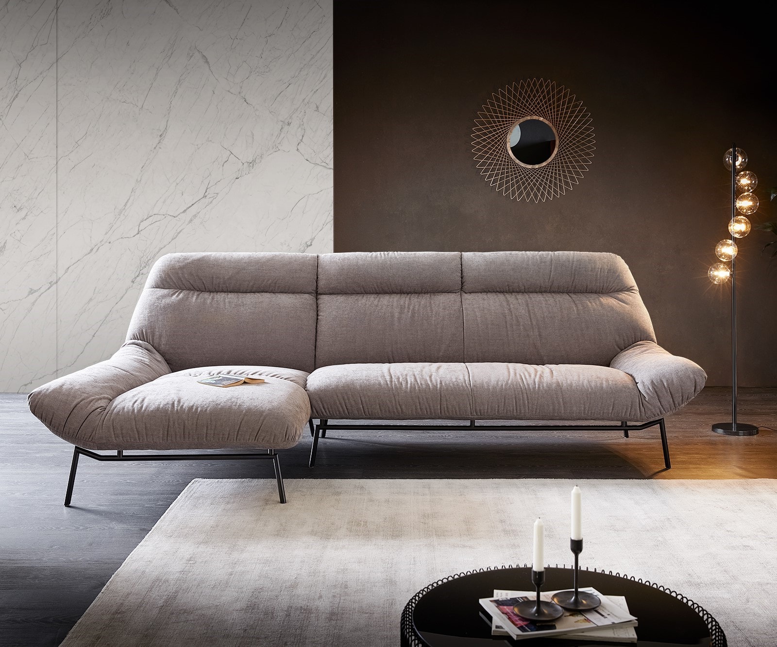 Ecksofa Shape High 305x160 Steingrau Longchair links by ES brand 1 Ecksofa Shape High 305x160 Steingrau Longchair links by ES brand 1