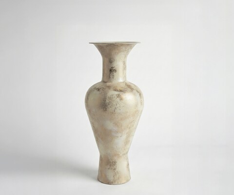 Vase Medora B25 x T25 x H60 cm Metall Alabaster Gold Handgemacht