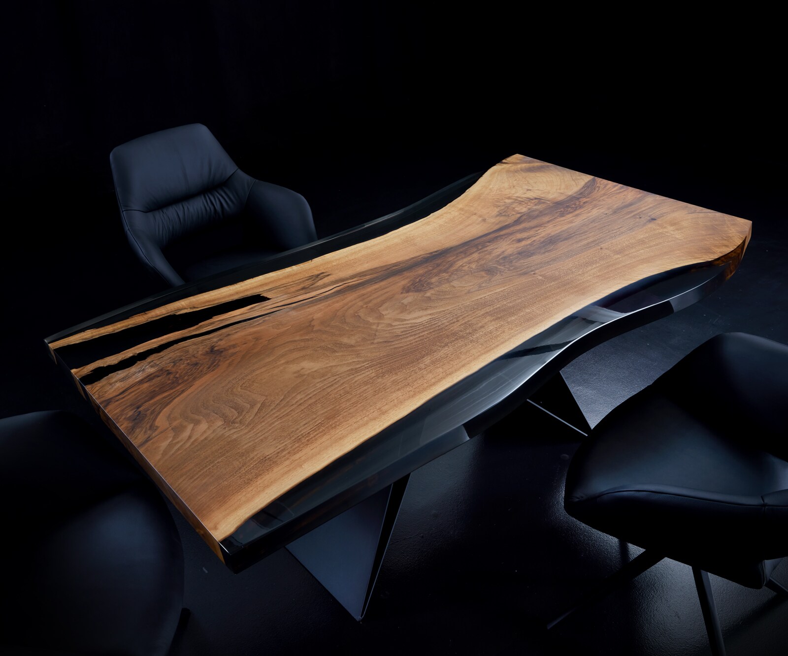 Tischplatte Nussbaum Natur 180 cm Epoxid Unikat Nr. 33706 3