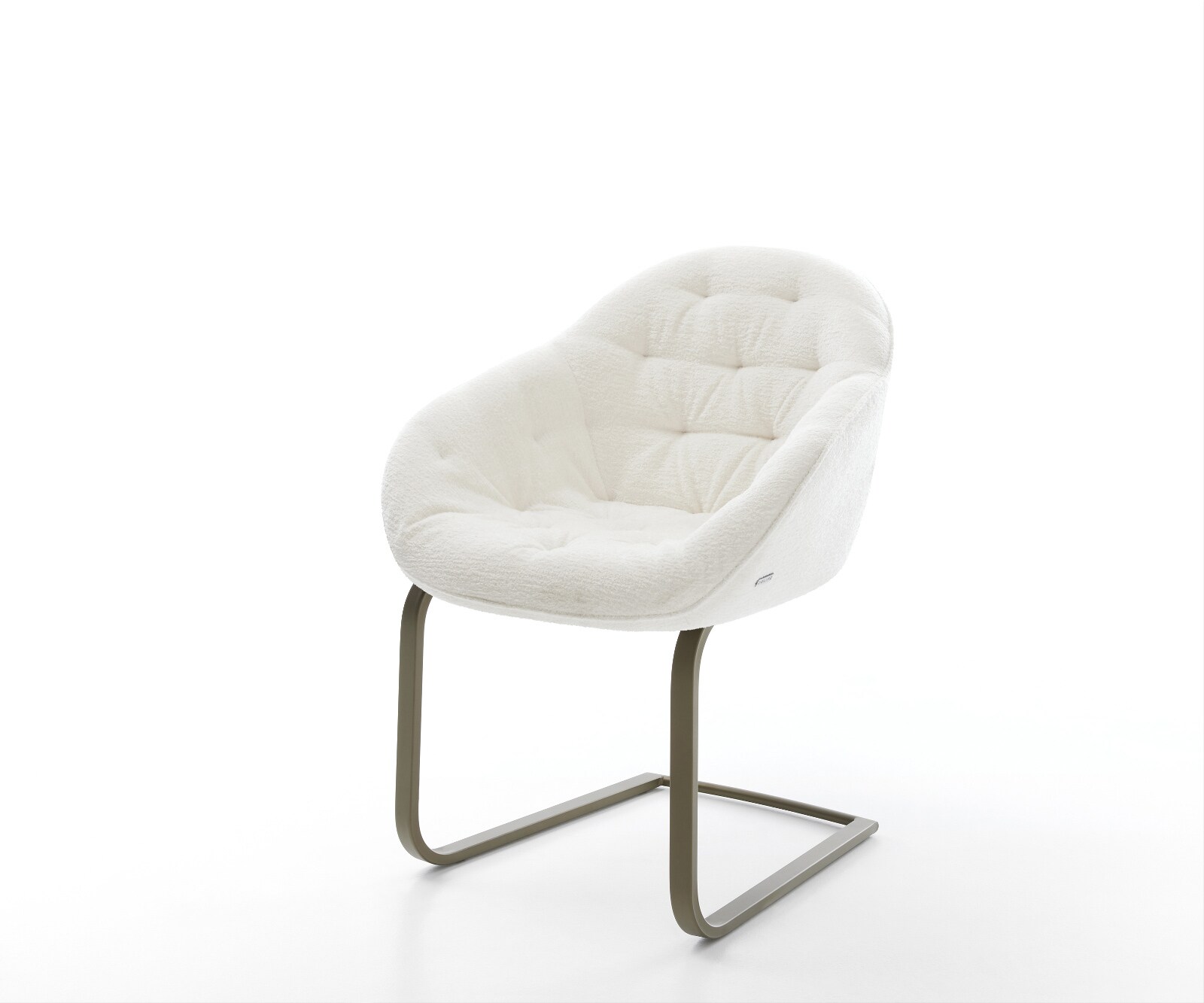 DELIFE Freischwinger Gaio-Flex Bouclé Soft Beige Freischwinger flach Effektfinish Titan