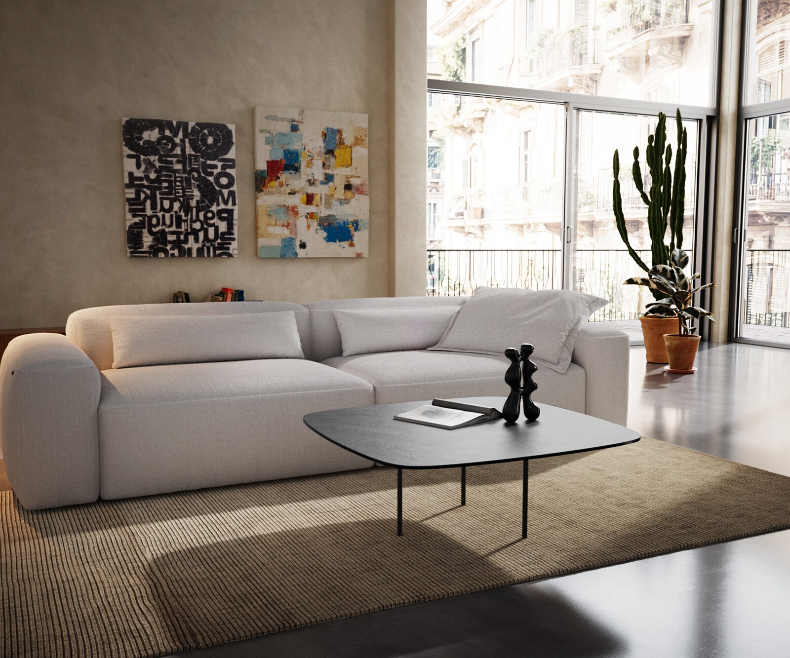 Couchtisch Edge Boot 90x90 cm Keramik Beton Grau Trive Edelstahl gebürstet 6