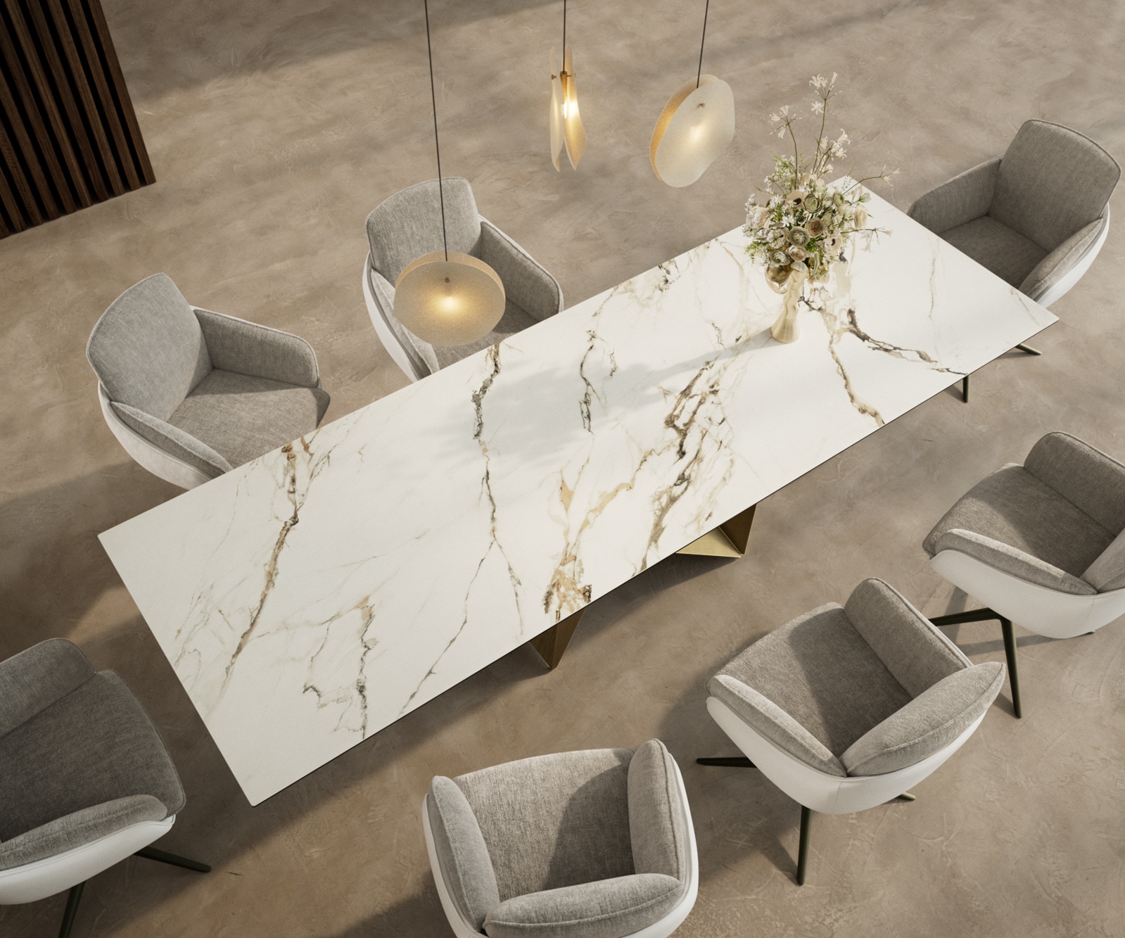 Esstisch Edge 300x100 Keramik Calacatta Luxe Weiß-Gold-Grau Origami Metallic Gold 3 Esstisch Edge 300x100 Keramik Calacatta Luxe Weiß-Gold-Grau Origami Metallic Gold 3