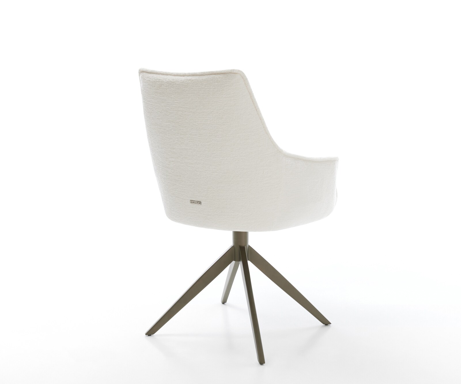 Drehstuhl Alja-Flex mit Armlehnen Bouclé Soft Beige Kreuzgestell breit Effektfinish Titan 360° drehbar Wippfunktion Taschenfederkern 4