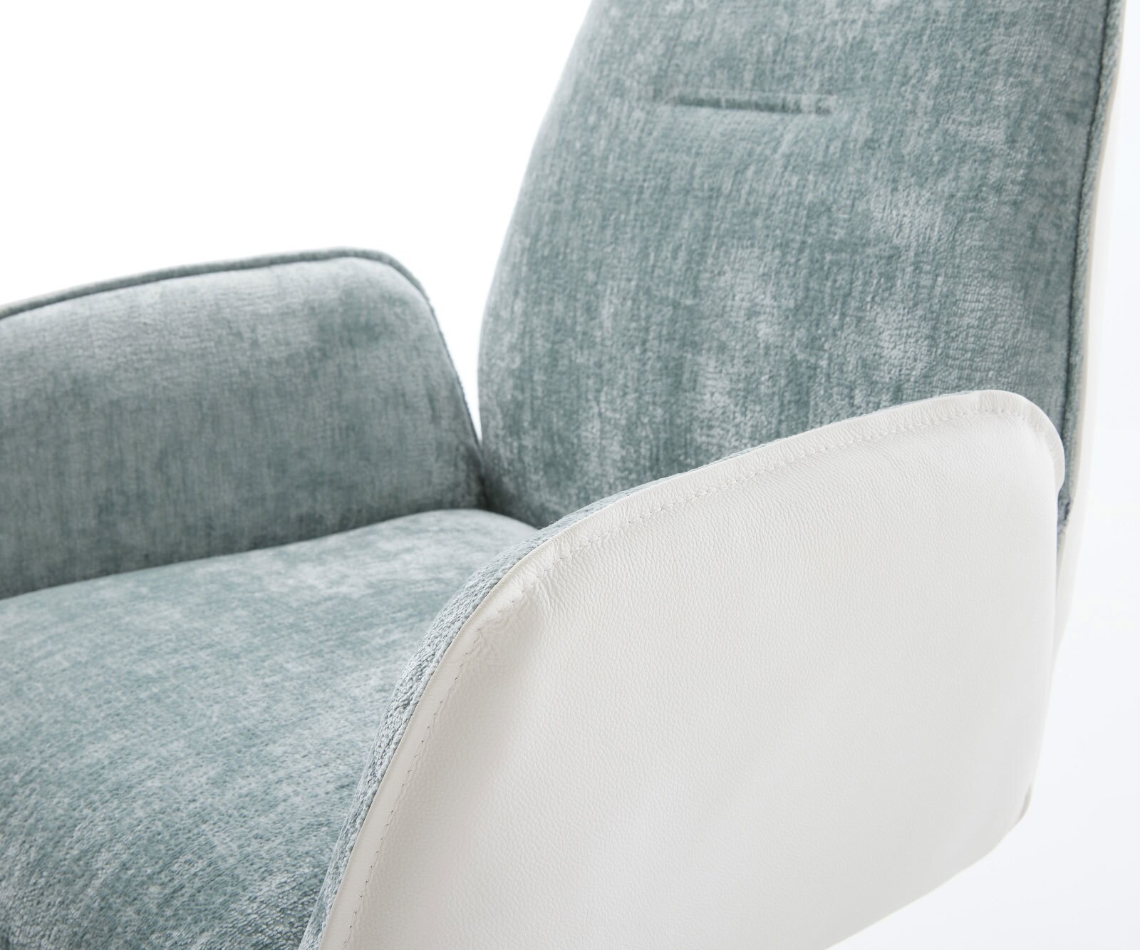 Drehstuhl Zoa-Flex Materialmix Echtleder Weiß-Pastellblau Fußkreuz Weiß 360° drehbar Wippfunktion Taschenfederkern 3 Drehstuhl Zoa-Flex Materialmix Echtleder Weiß-Pastellblau Fußkreuz Weiß 360° drehbar Wippfunktion Taschenfederkern 3