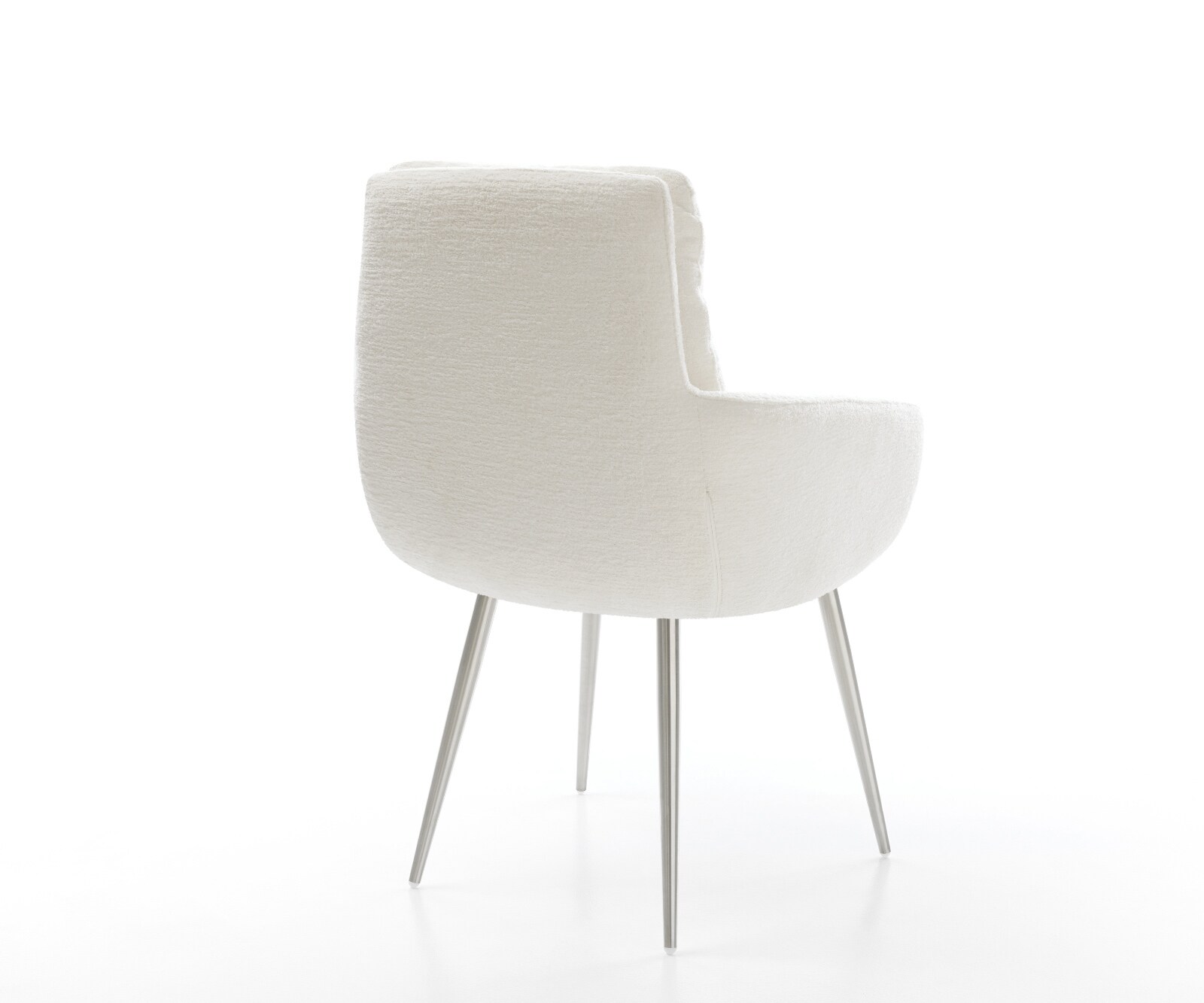 Esszimmerstuhl Abelia-Flex mit Armlehnen Bouclé Soft Beige 4-Fuß konisch Edelstahl 5