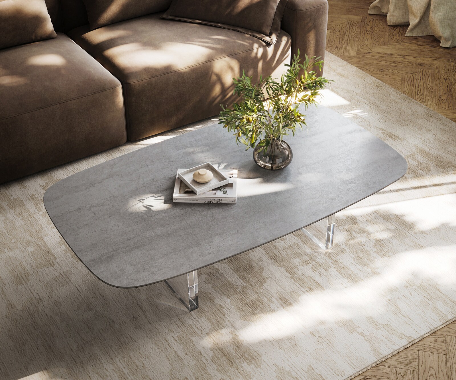 Couchtisch Edge Boot 140x80 cm Keramik Beton Grau Lumia Acryl 3