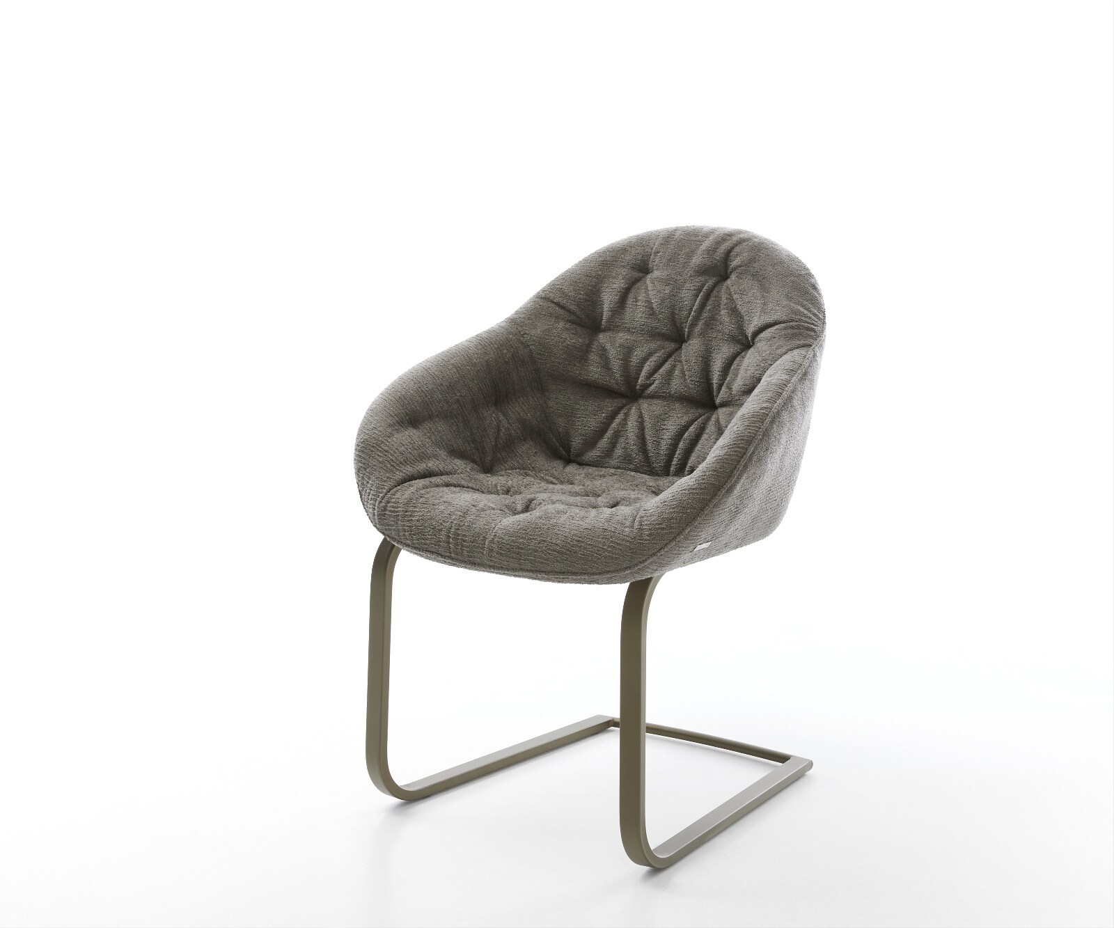DELIFE Freischwinger Gaio-Flex Bouclé Soft Schlamm Freischwinger flach Effektfinish Titan