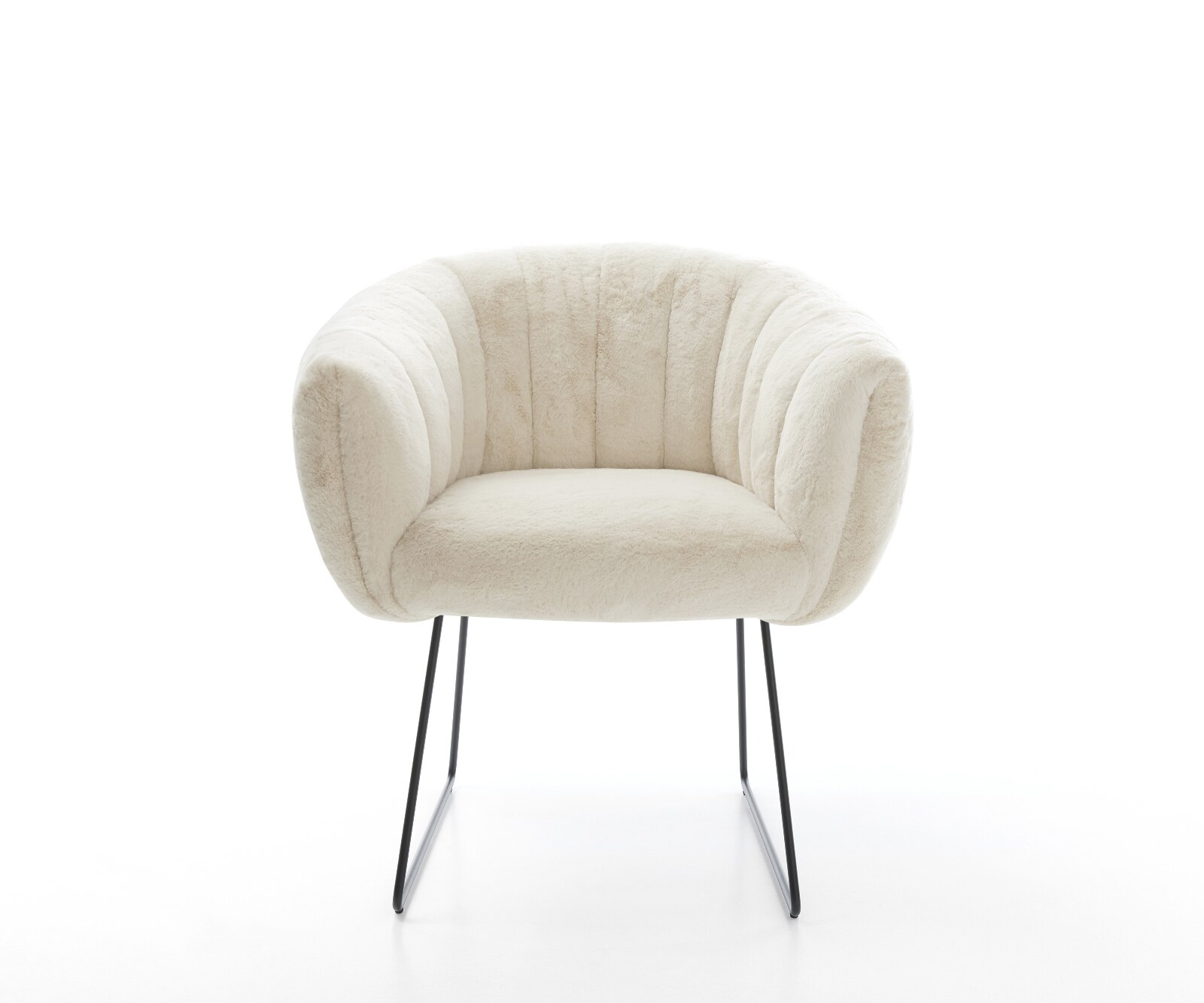 Esszimmerstuhl Jada-Flex Plüsch Creme-Weiß Kufengestell Schwarz Taschenfederkern 1