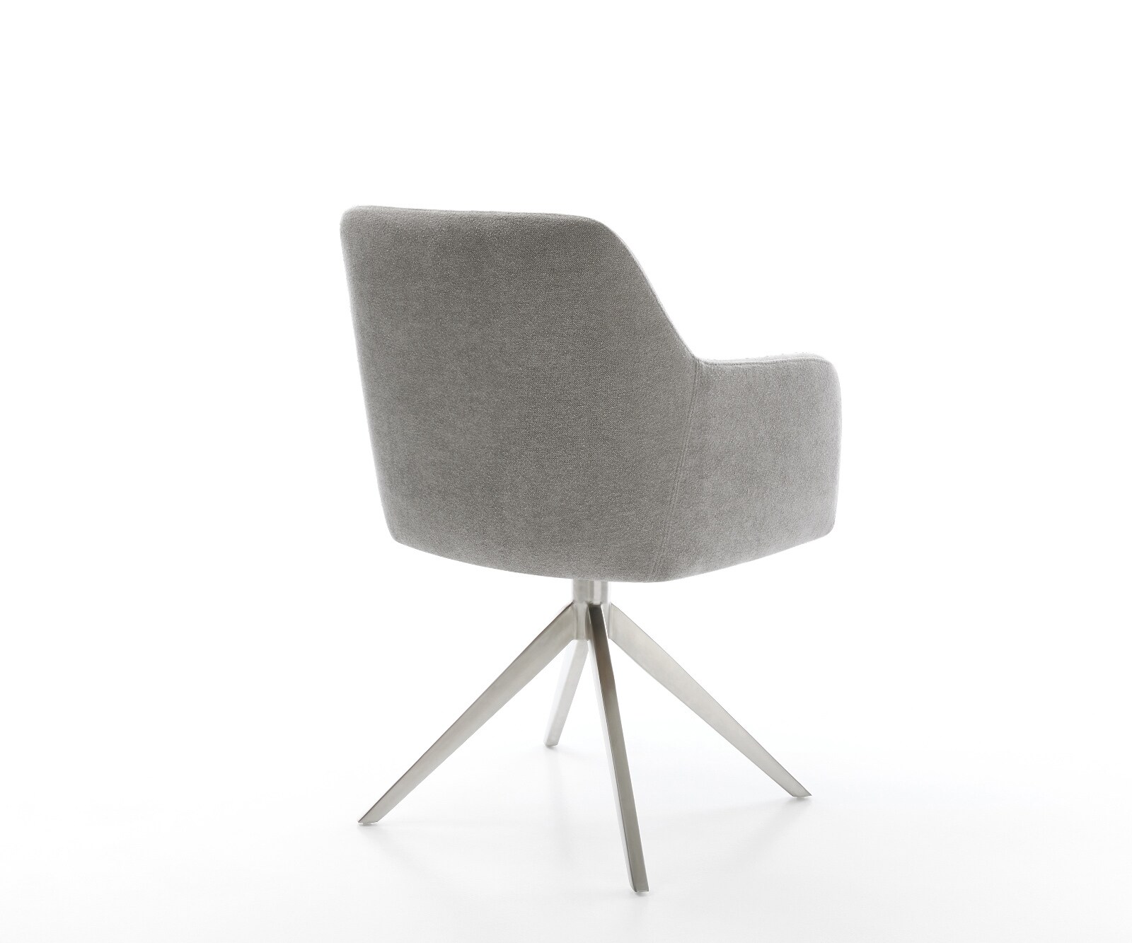 Drehstuhl Greg-Flex Strukturstoff Soft Grau Kreuzgestell breit Edelstahl 360° drehbar Wippfunktion Taschenfederkern 5