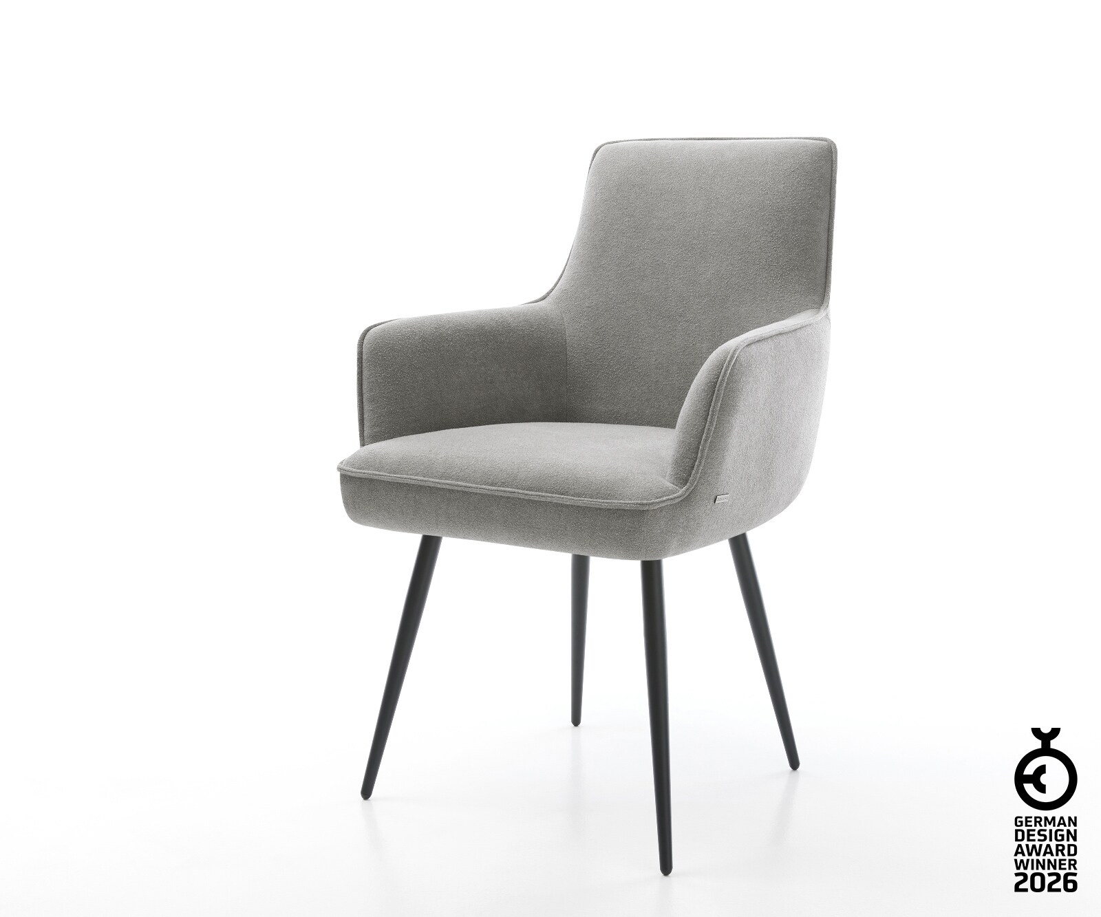 Esszimmerstuhl Heira-Flex mit Armlehnen Strukturstoff Soft Grau 4-Fuß konis günstig online kaufen