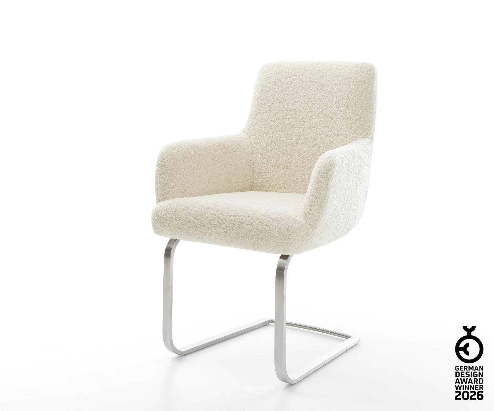 Freischwinger Heira-Flex mit Armlehnen Teddystoff Beige Freischwinger flach günstig online kaufen