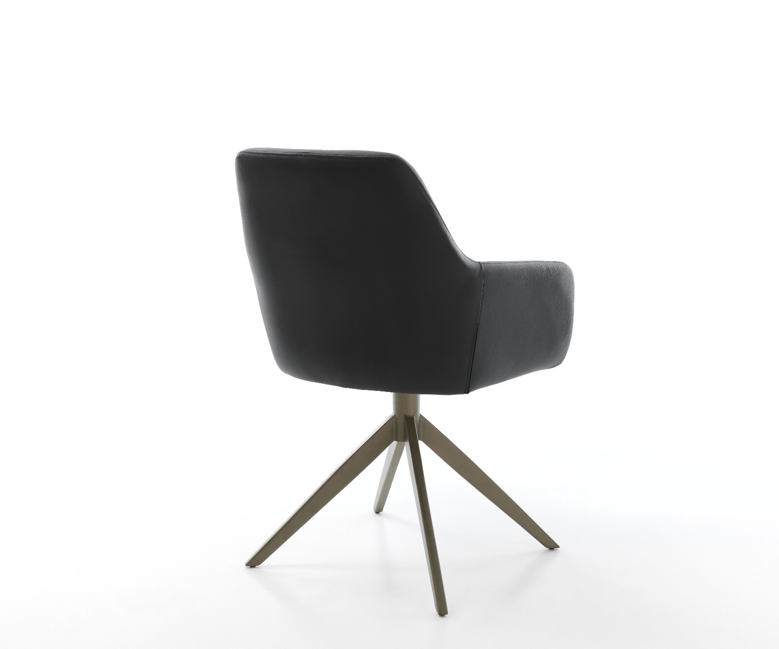 Drehstuhl Pejo-Flex Echt-Leder Schwarz Kreuzgestell breit Effektfinish Titan 360° drehbar Wippfunktion Taschenfederkern 4