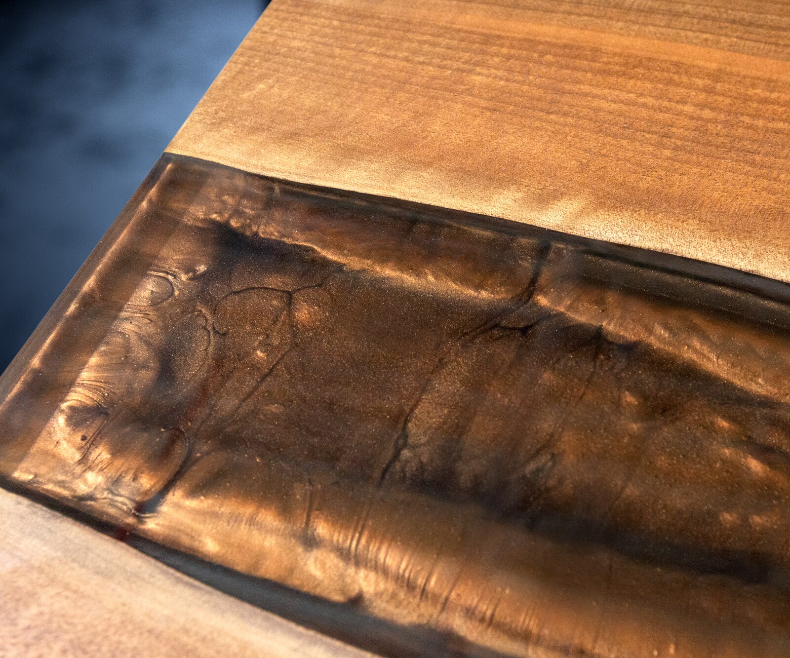 Tischplatte Walnuss Natur 200 cm Epoxid braun Metallic Unikat Nr. 32335 6