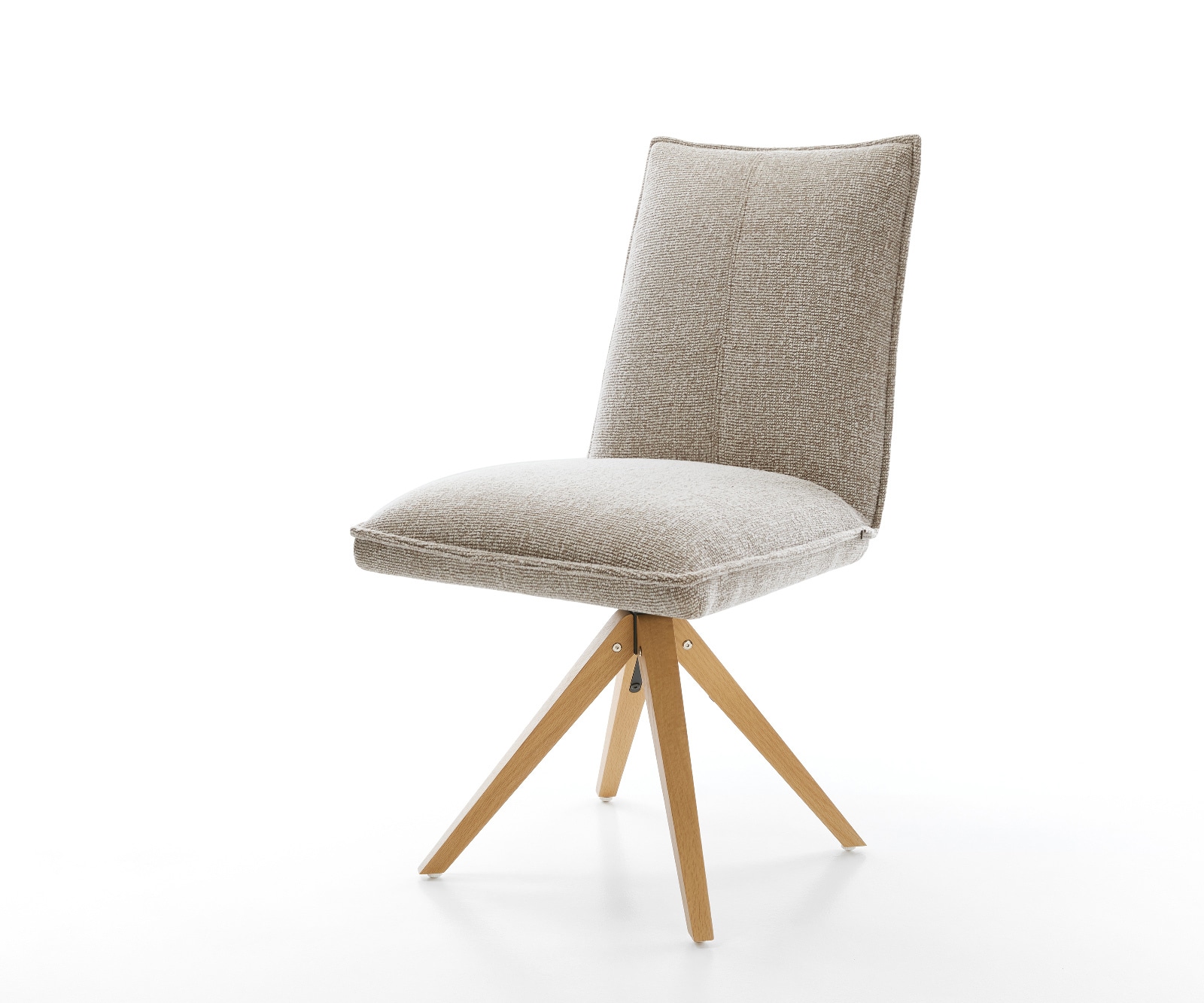 Drehstuhl Lelio-Flex Webstoff Soft Beige Holzgestell kantig Natur 360° drehbar Taschenfederkern 1