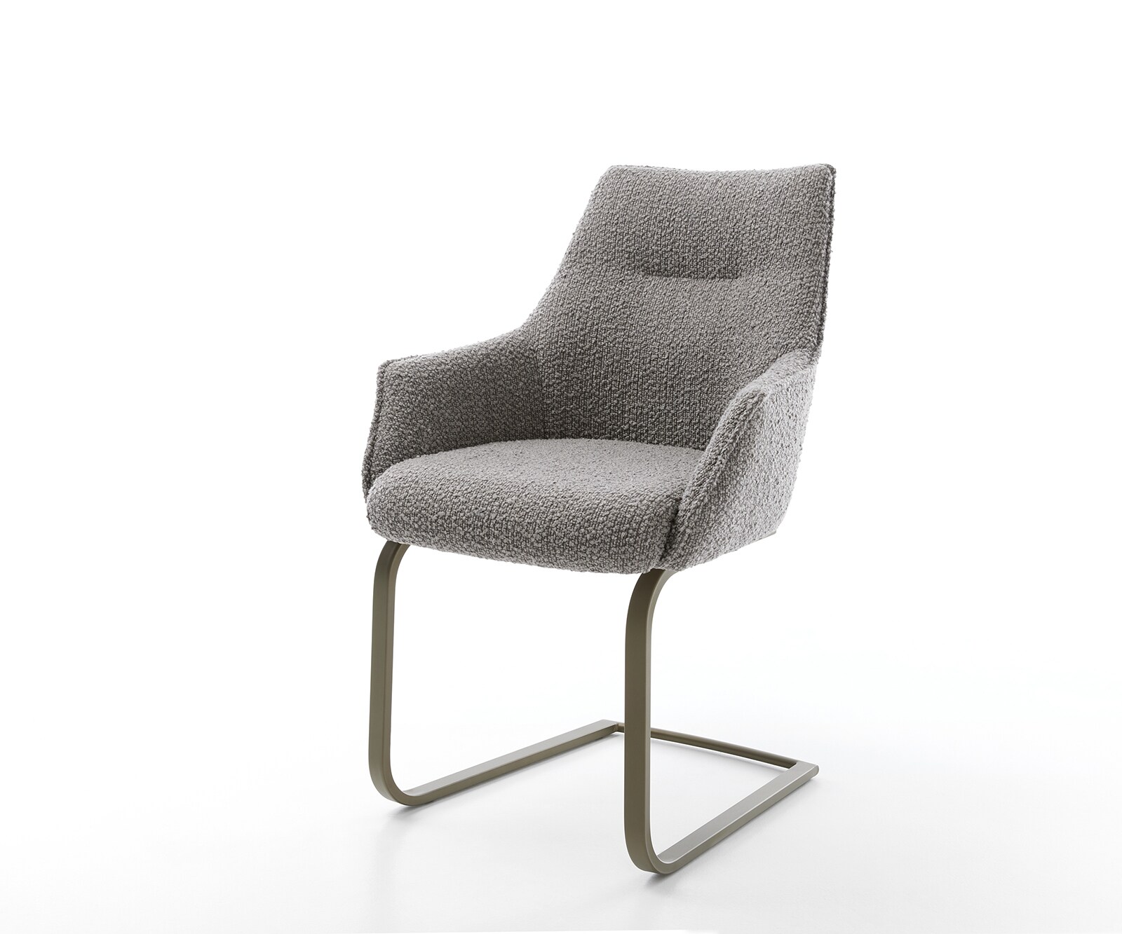 Freischwinger Alja-Flex mit Armlehnen Bouclé Silbergrau Freischwinger flach Effektfinish Titan Taschenfederkern