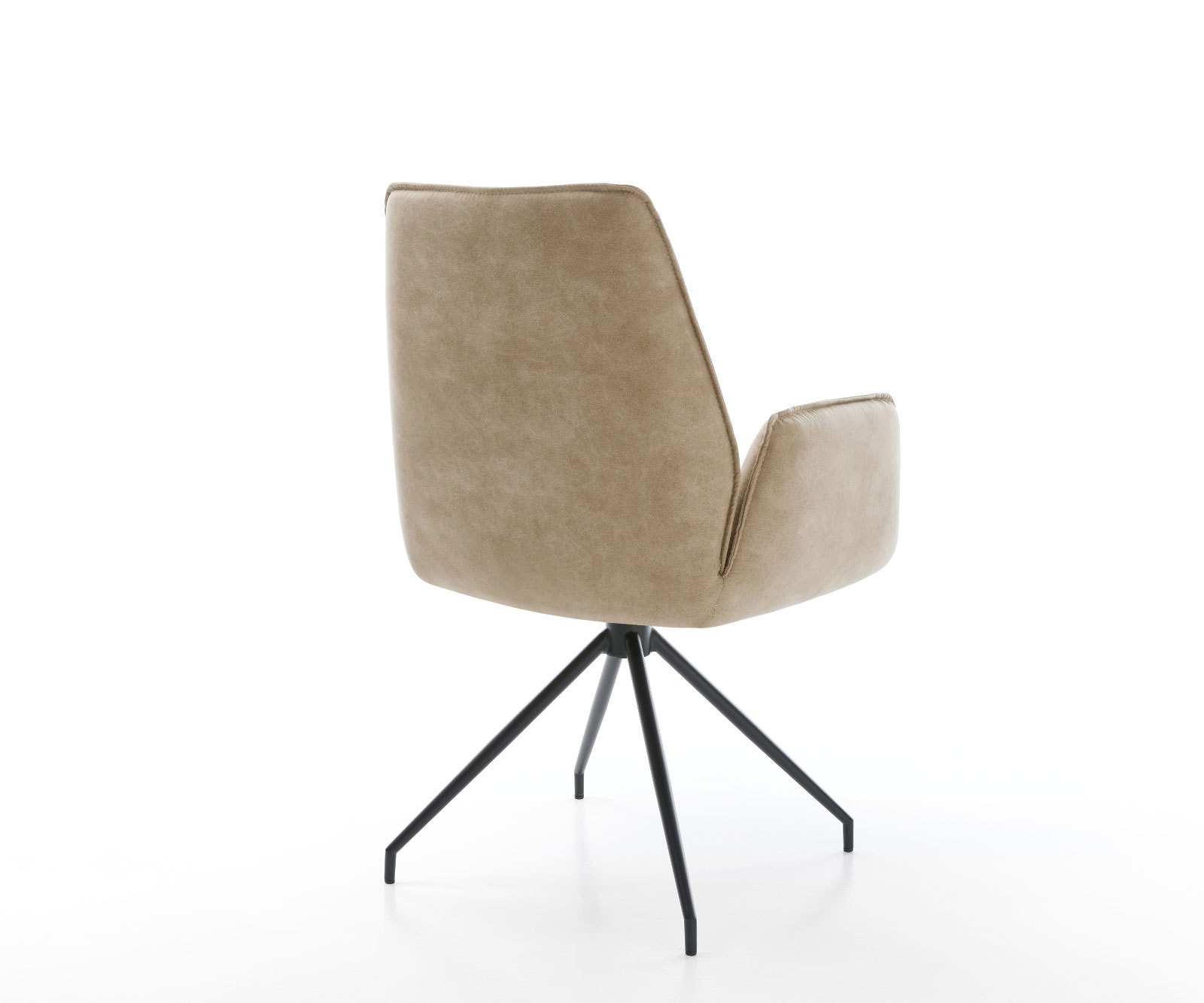 Esszimmerstuhl Zoa-Flex Mikrofaser Beige Vintage Kreuzgestell konisch Schwarz Taschenfederkern 5