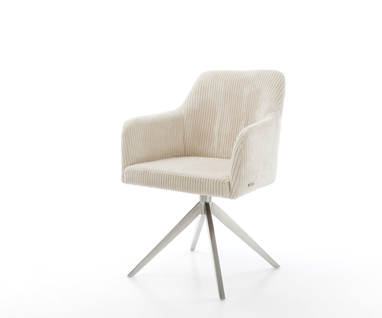 Drehstuhl Greg-Flex Cord Beige Kreuzgestell breit Edelstahl 360° drehbar Wippfunktion Taschenfederkern