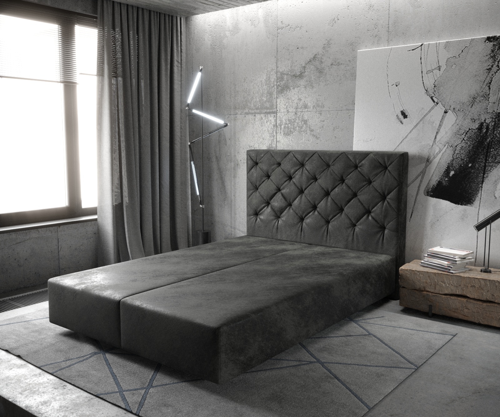 Boxspringgestell Dream-Great 140x200 cm Mikrofaser Anthrazit Vintage Boxspringgestell Dream-Great 140x200 cm Mikrofaser Anthrazit Vintage
