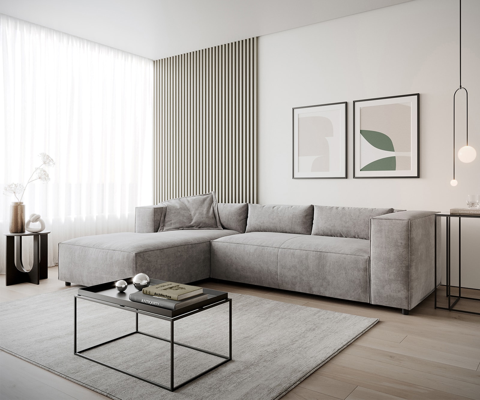 Eckcouch Brom 260x175 cm Mikrofaser Grau Recamiere links Eckcouch Brom 260x175 cm Mikrofaser Grau Recamiere links