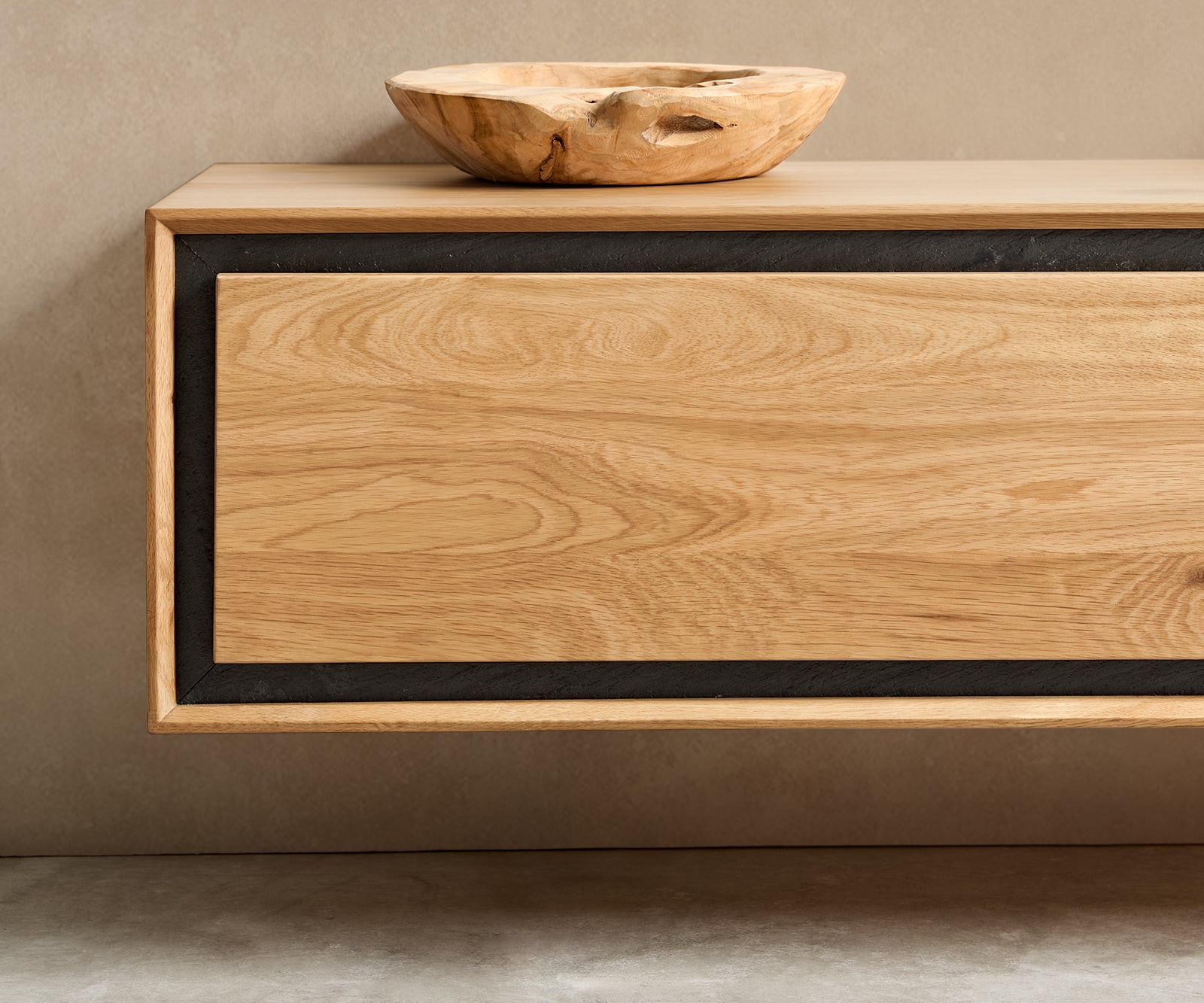 Lowboard Stonegrace 200 cm Eiche Natur 4 Türen Steinfurnier schwebend 5 Lowboard Stonegrace 200 cm Eiche Natur 4 Türen Steinfurnier schwebend 5