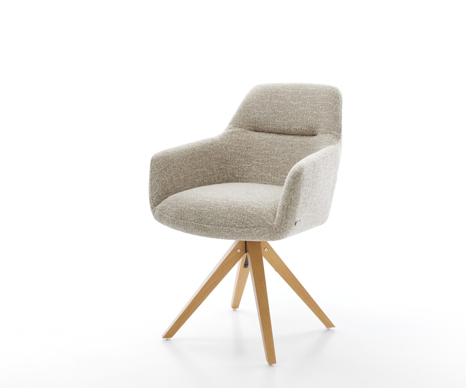 Drehstuhl Pejo-Flex Webstoff Soft Beige Holzgestell kantig Natur 180° drehb günstig online kaufen
