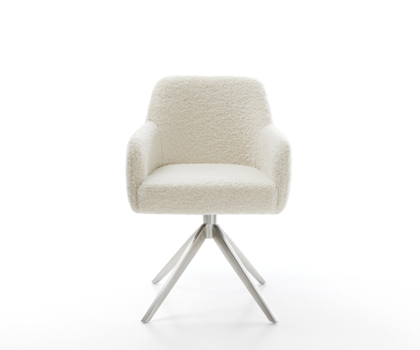 Drehstuhl Greg-Flex Teddystoff Beige Kreuzgestell breit Edelstahl 360° drehbar Wippfunktion Taschenfederkern 2