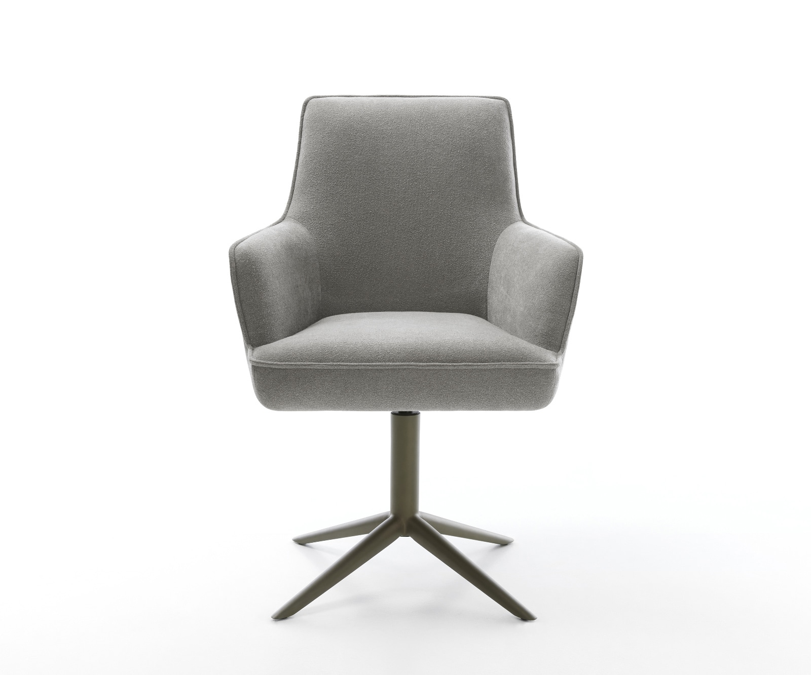 Drehstuhl Heira-Flex mit Armlehnen Strukturstoff Soft Grau Fußkreuz Effektfinish Titan 360° drehbar Wippfunktion Taschenfederkern 1