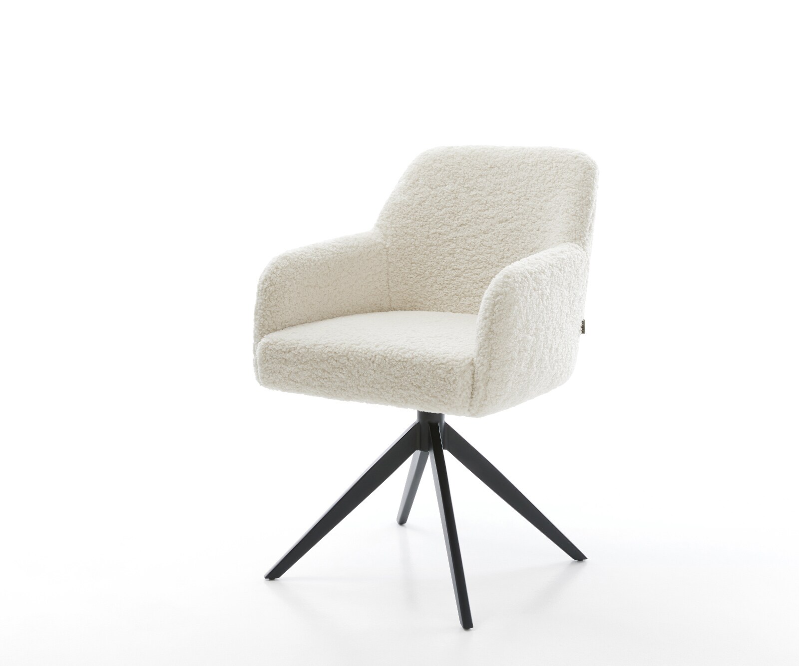 Drehstuhl Greg-Flex Teddystoff Beige Kreuzgestell breit Schwarz 360° drehba günstig online kaufen