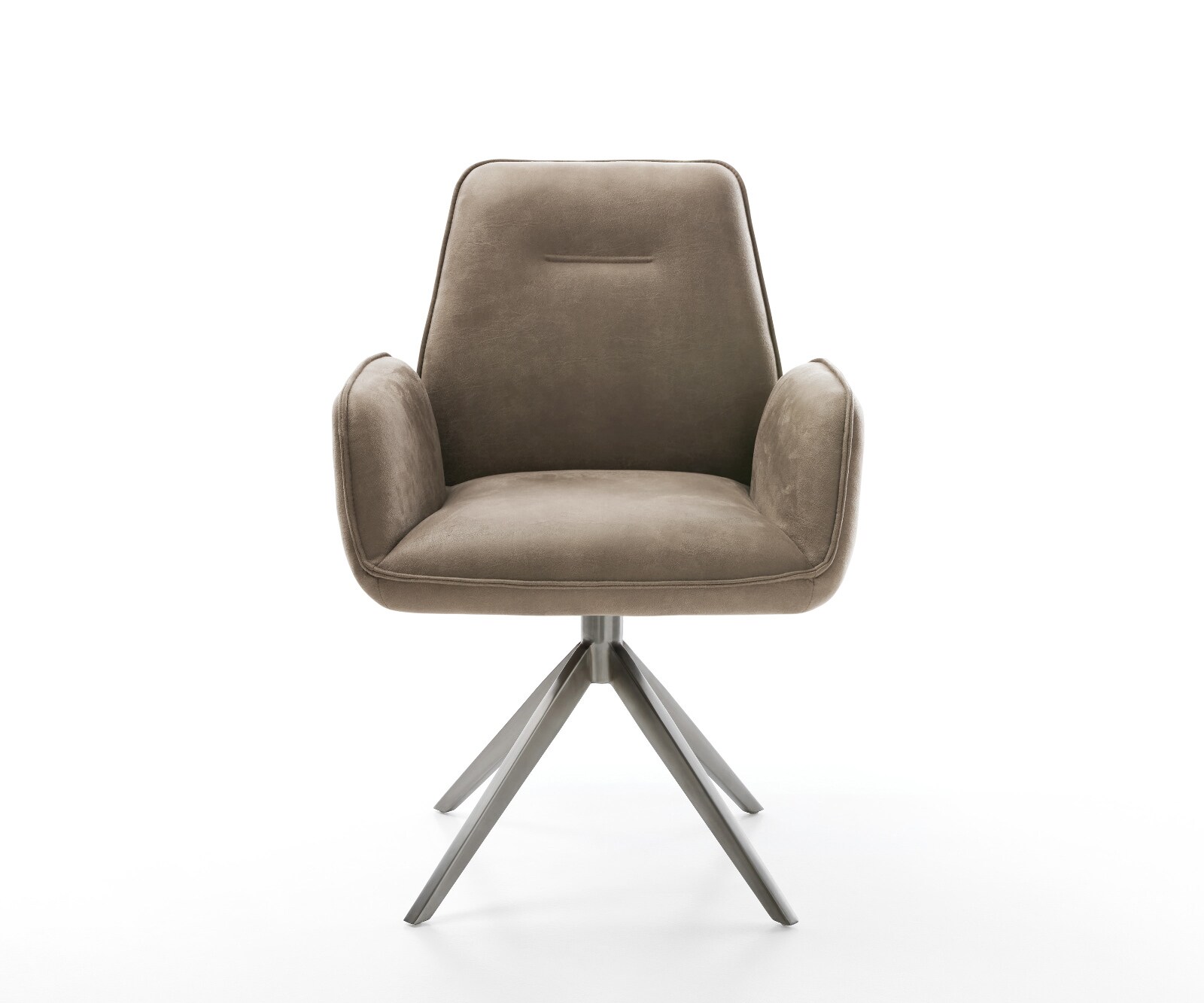 Drehstuhl Zoa-Flex Mikrofaser Taupe Vintage Kreuzgestell breit Graphit 360° drehbar Wippfunktion Taschenfederkern 2