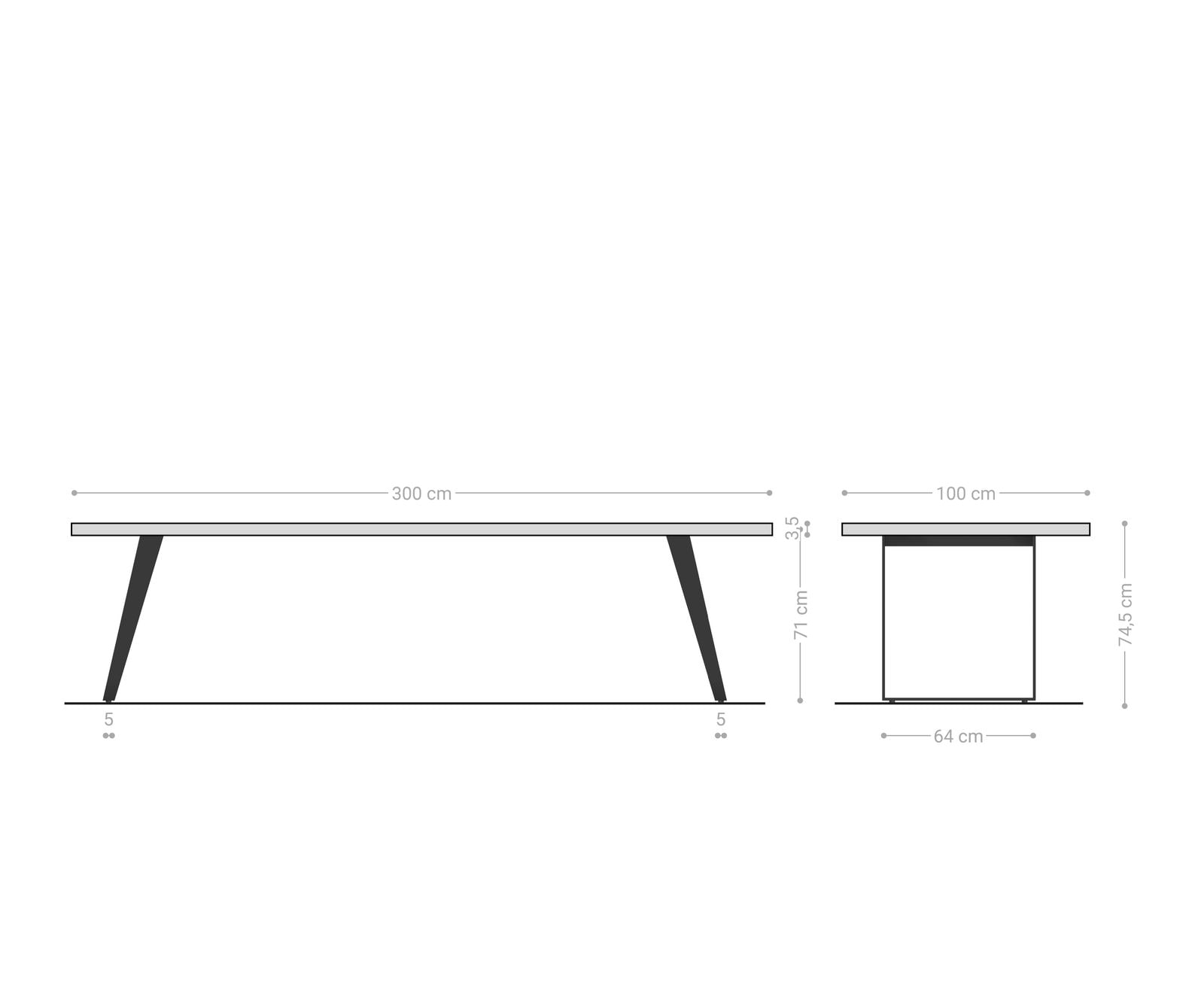 Esstisch Edge 300x100cm Akazie Natur Edelstahl Silber schräg Live-Edge 7